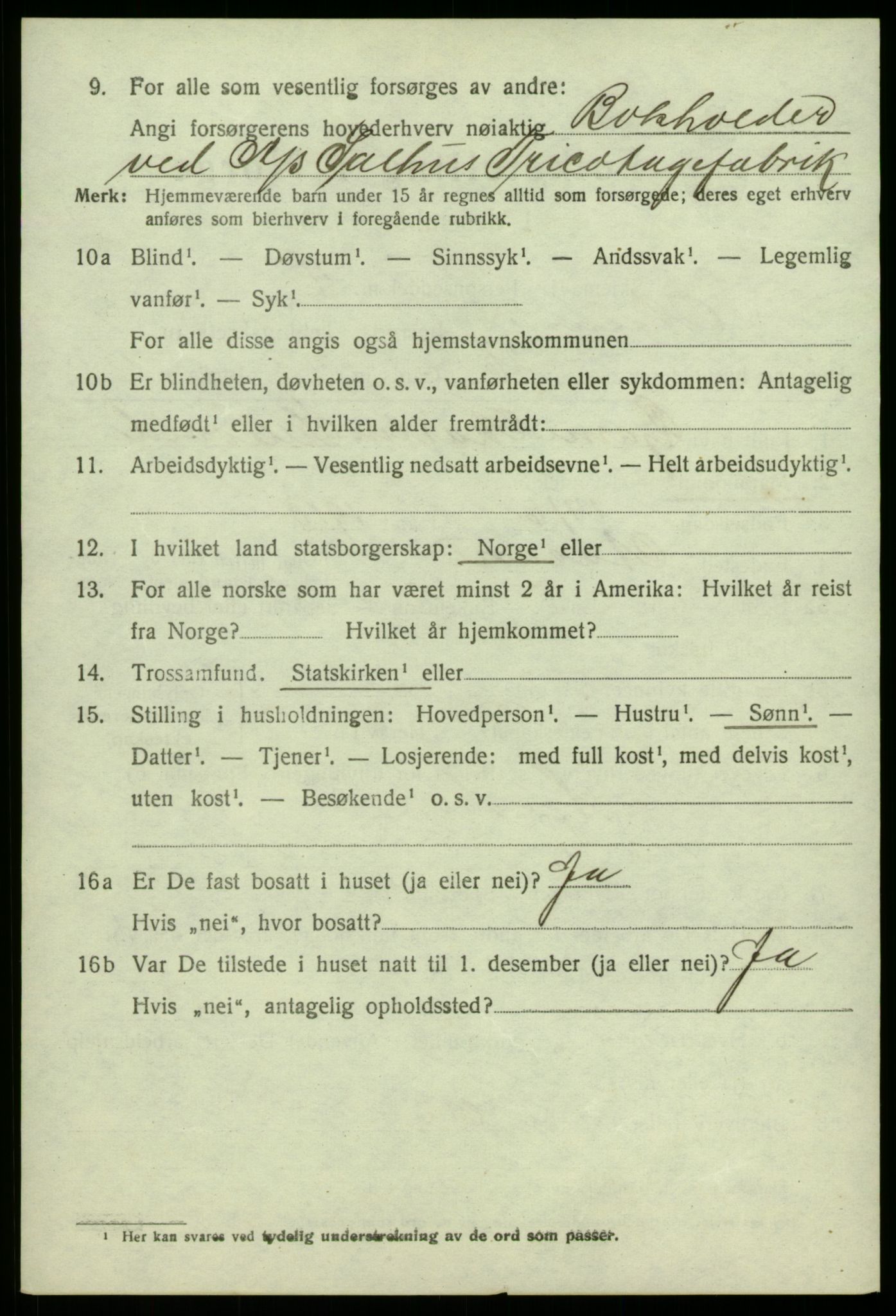 SAB, 1920 census for Åsane, 1920, p. 1216