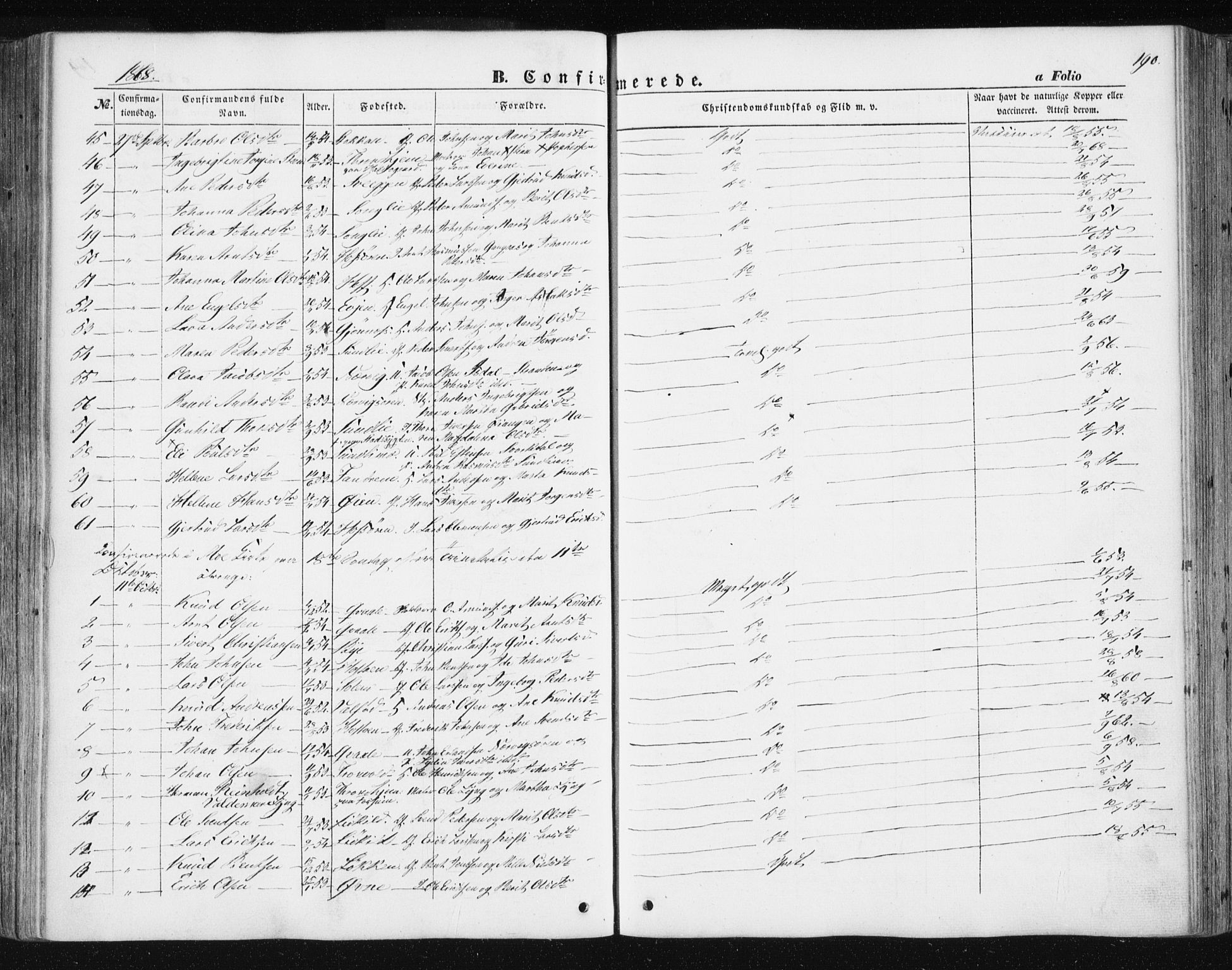 Ministerialprotokoller, klokkerbøker og fødselsregistre - Sør-Trøndelag, AV/SAT-A-1456/668/L0806: Parish register (official) no. 668A06, 1854-1869, p. 190