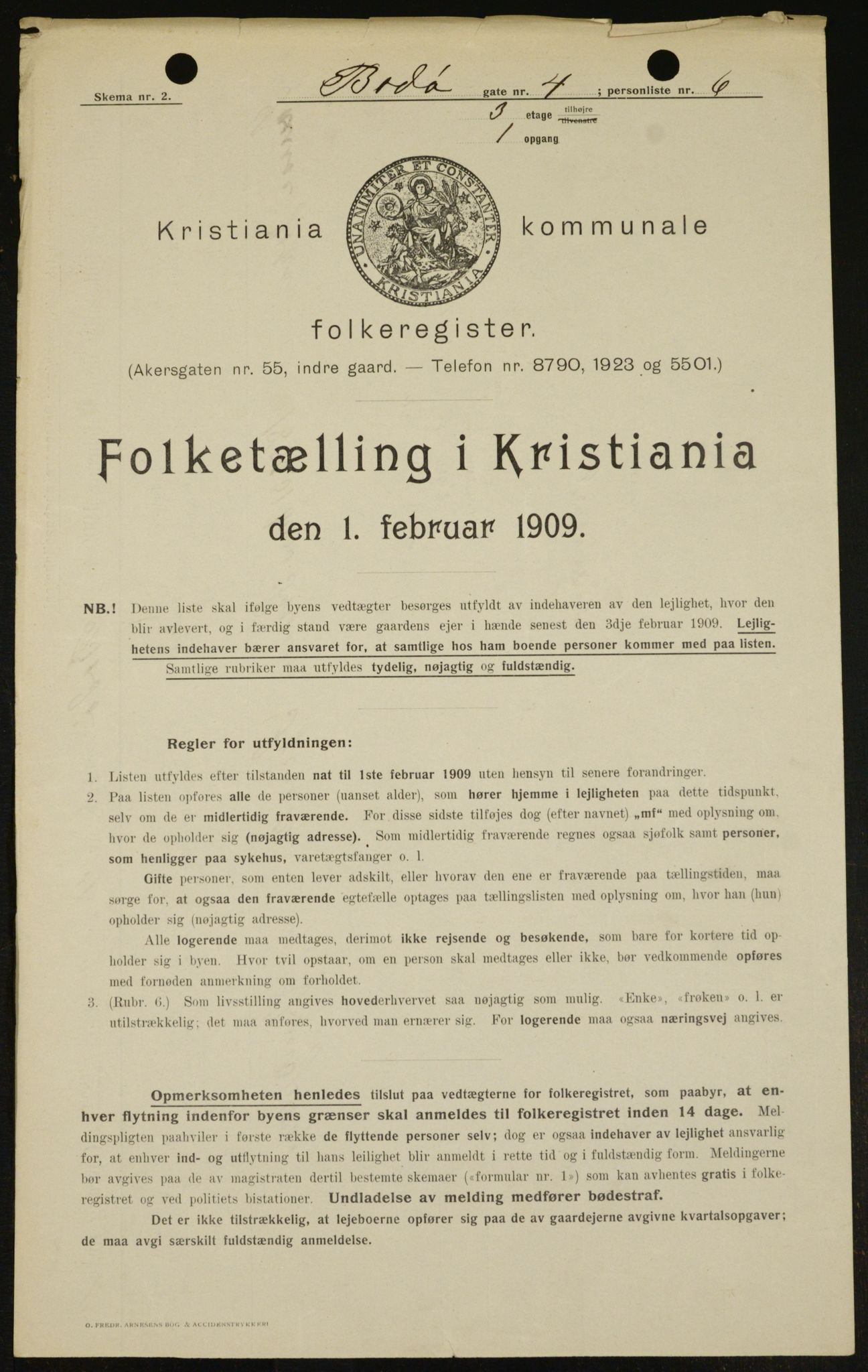 OBA, Municipal Census 1909 for Kristiania, 1909, p. 6278