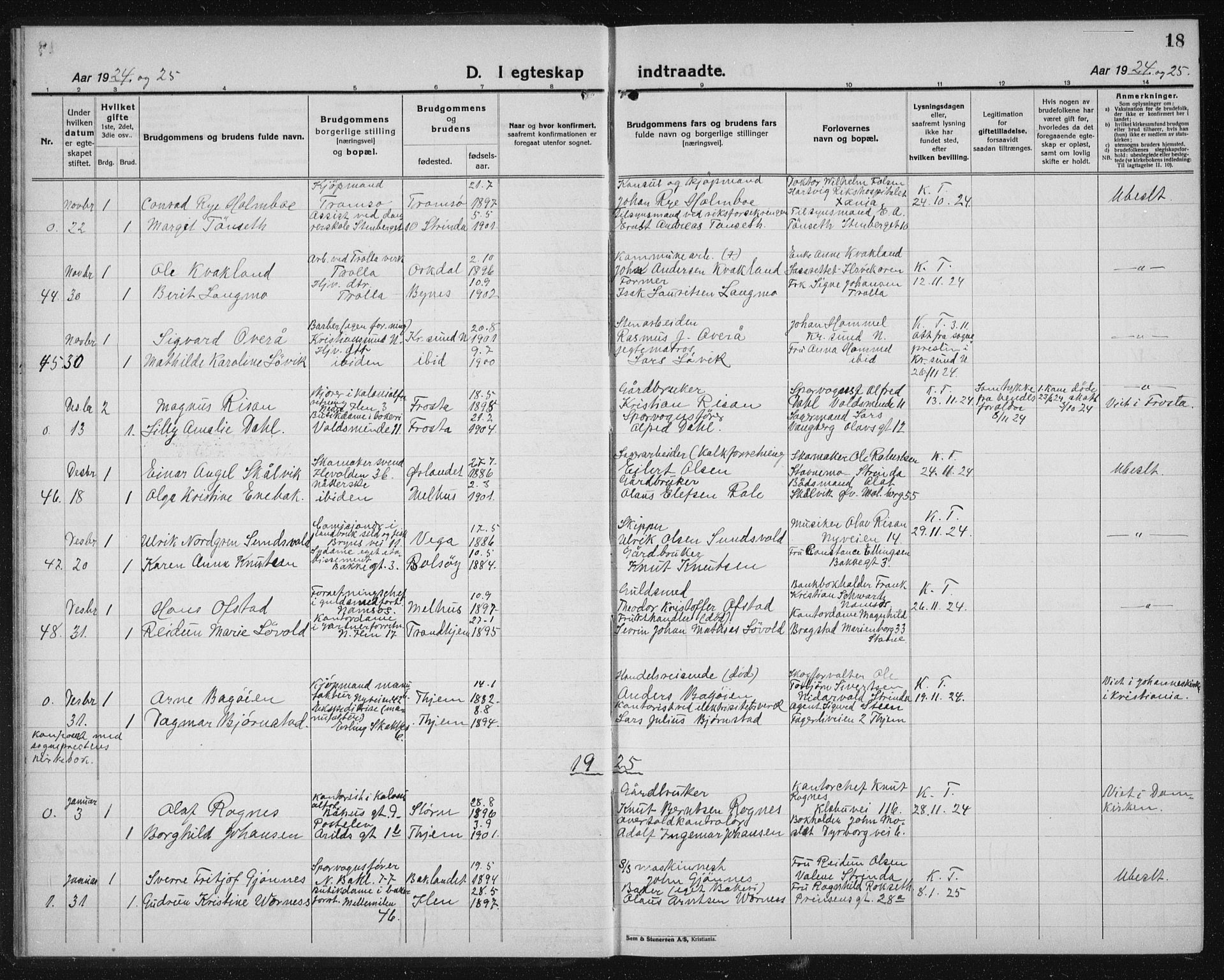 Ministerialprotokoller, klokkerbøker og fødselsregistre - Sør-Trøndelag, SAT/A-1456/603/L0176: Parish register (copy) no. 603C04, 1923-1941, p. 18