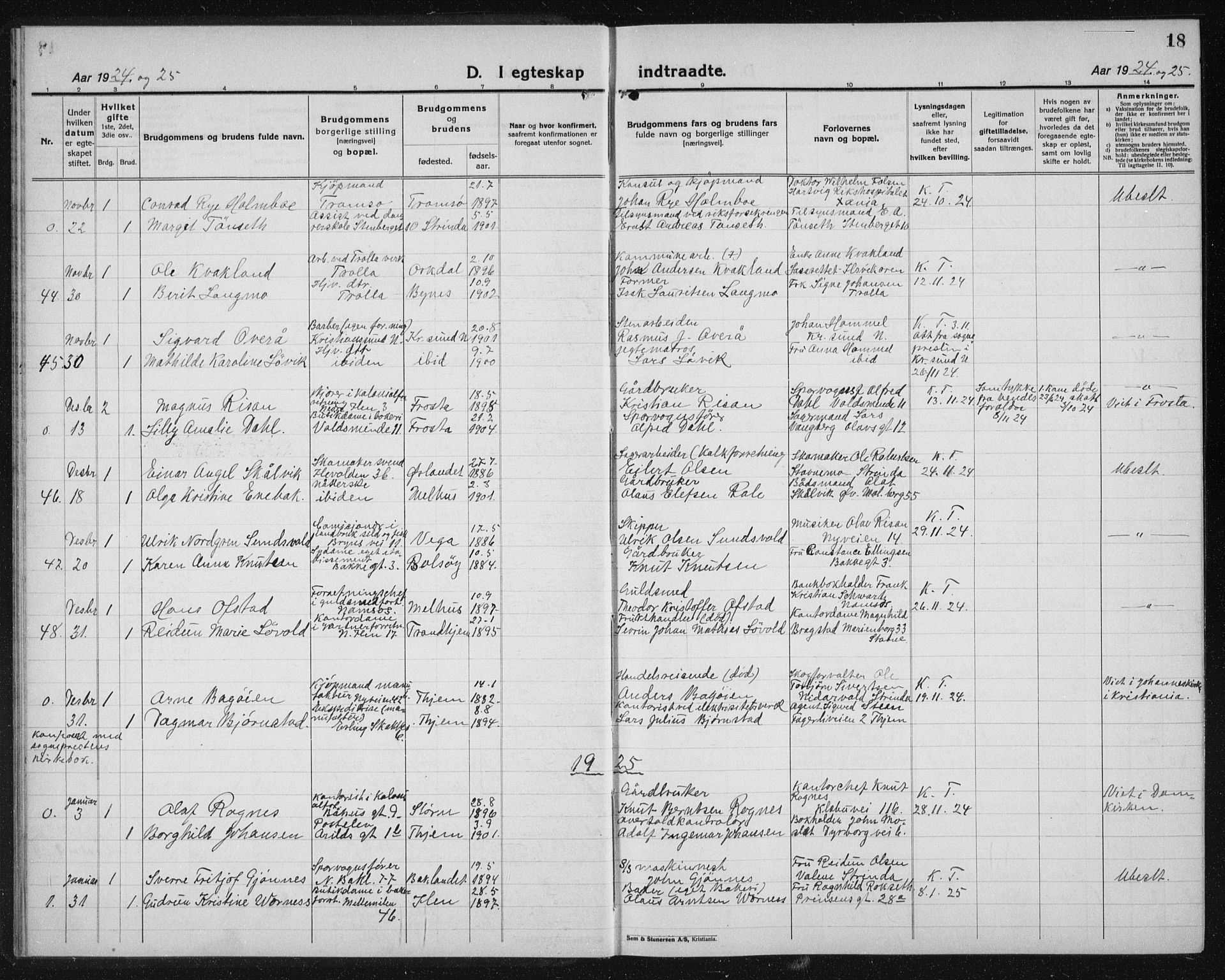 Ministerialprotokoller, klokkerbøker og fødselsregistre - Sør-Trøndelag, AV/SAT-A-1456/603/L0176: Parish register (copy) no. 603C04, 1923-1941, p. 18