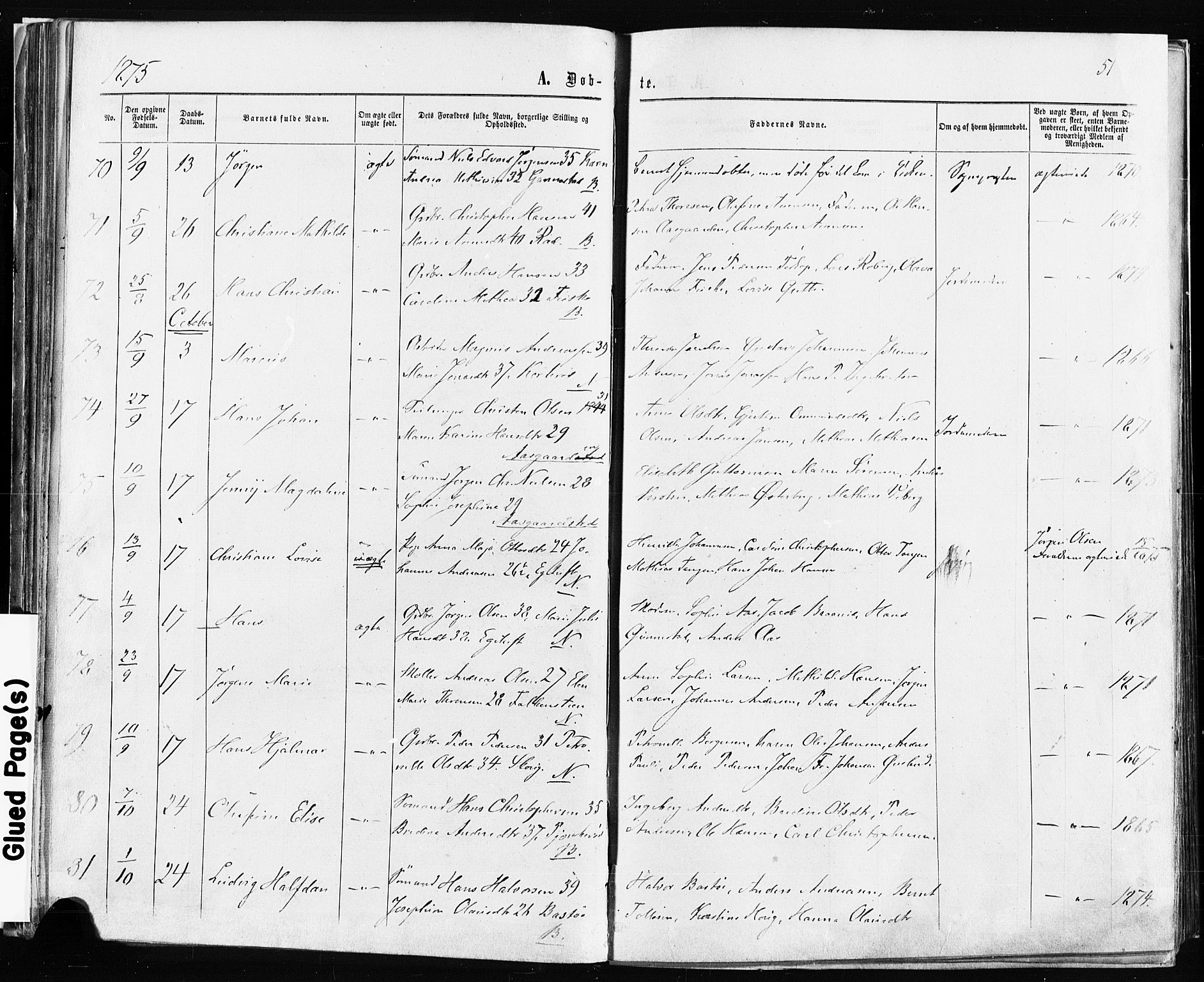 Borre kirkebøker, AV/SAKO-A-338/F/Fa/L0008: Parish register (official) no. I 8, 1868-1877, p. 51