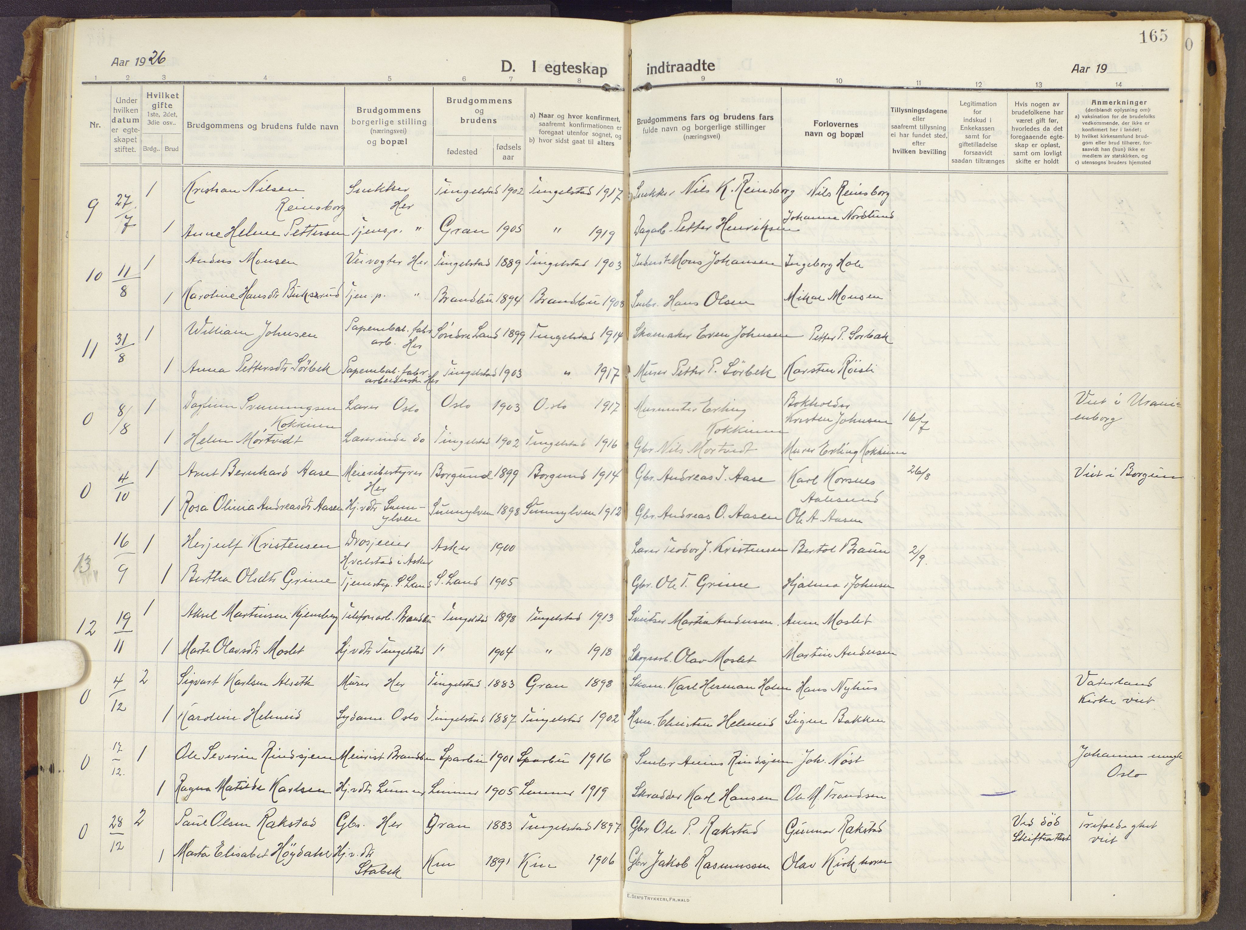 Brandbu prestekontor, SAH/PREST-114/H/Ha/Haa/L0003: Parish register (official) no. 3, 1914-1928, p. 165