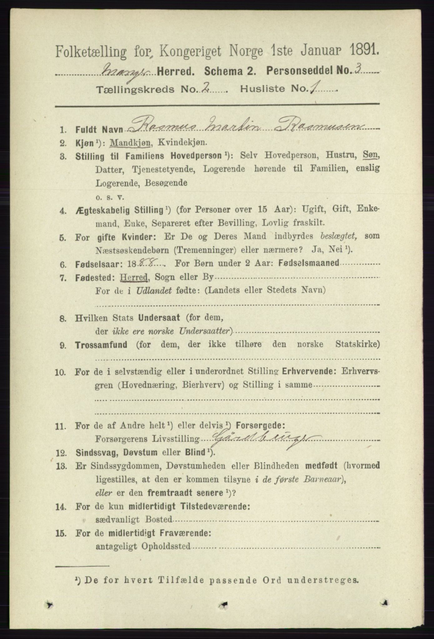 RA, 1891 census for 1261 Manger, 1891, p. 759