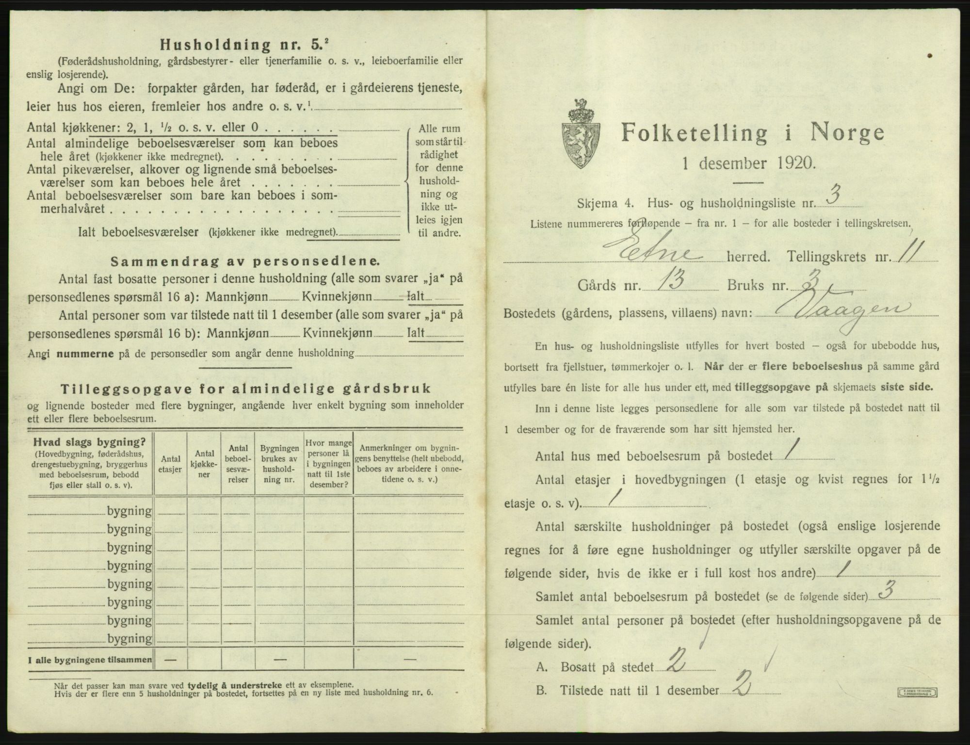 SAB, 1920 census for Etne, 1920, p. 879