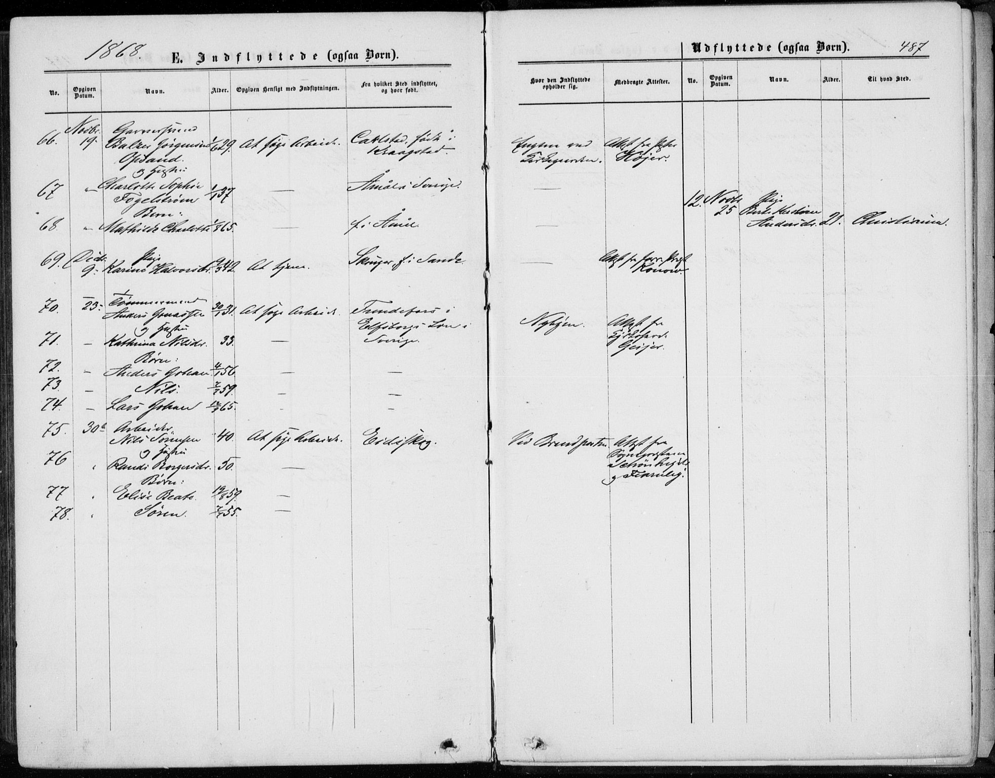 Bragernes kirkebøker, AV/SAKO-A-6/F/Fb/L0003: Parish register (official) no. II 3, 1860-1868, p. 487