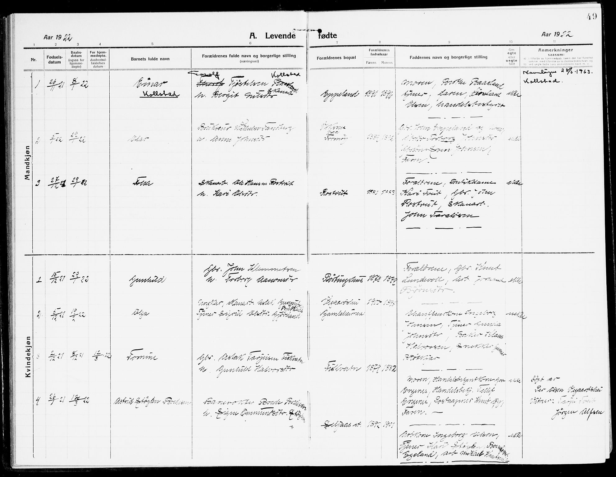 Åmli sokneprestkontor, AV/SAK-1111-0050/F/Fa/Fac/L0013: Parish register (official) no. A 13, 1914-1933, p. 49