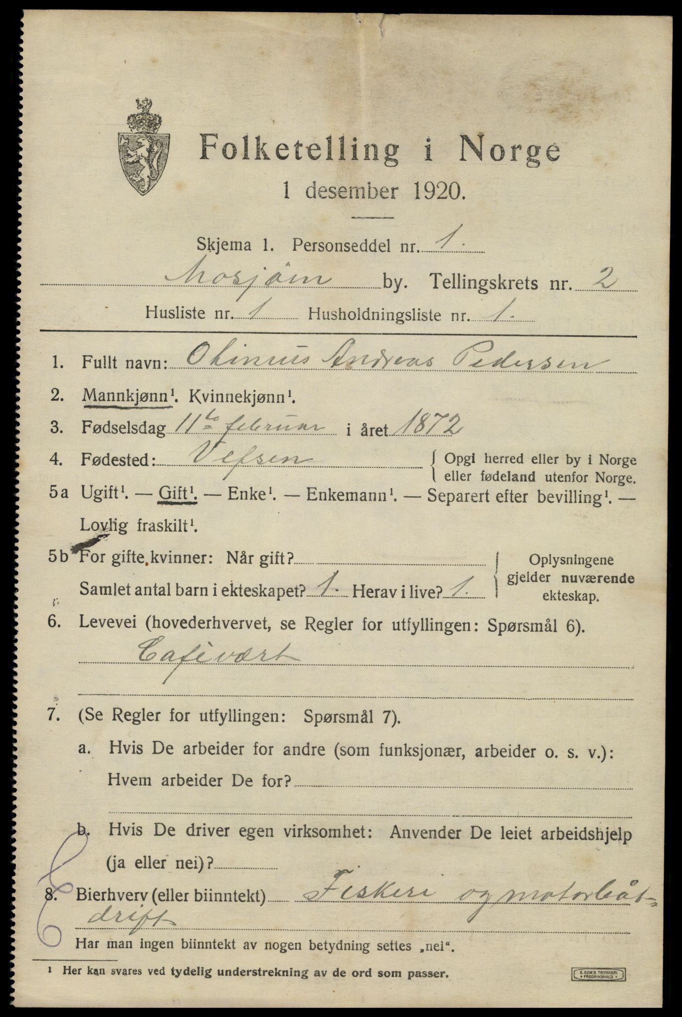 SAT, 1920 census for Mosjøen, 1920, p. 3426