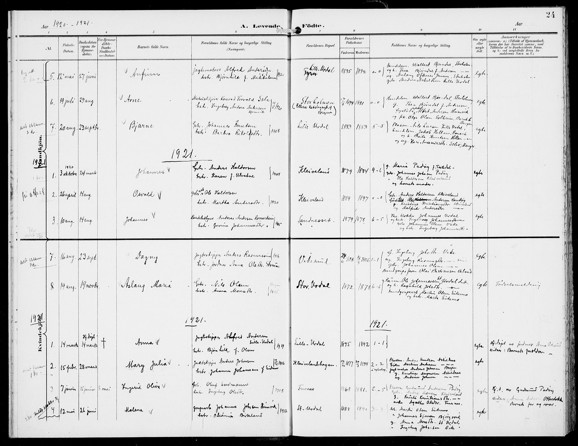 Hosanger sokneprestembete, AV/SAB-A-75801/H/Haa: Parish register (official) no. D  1, 1896-1922, p. 24