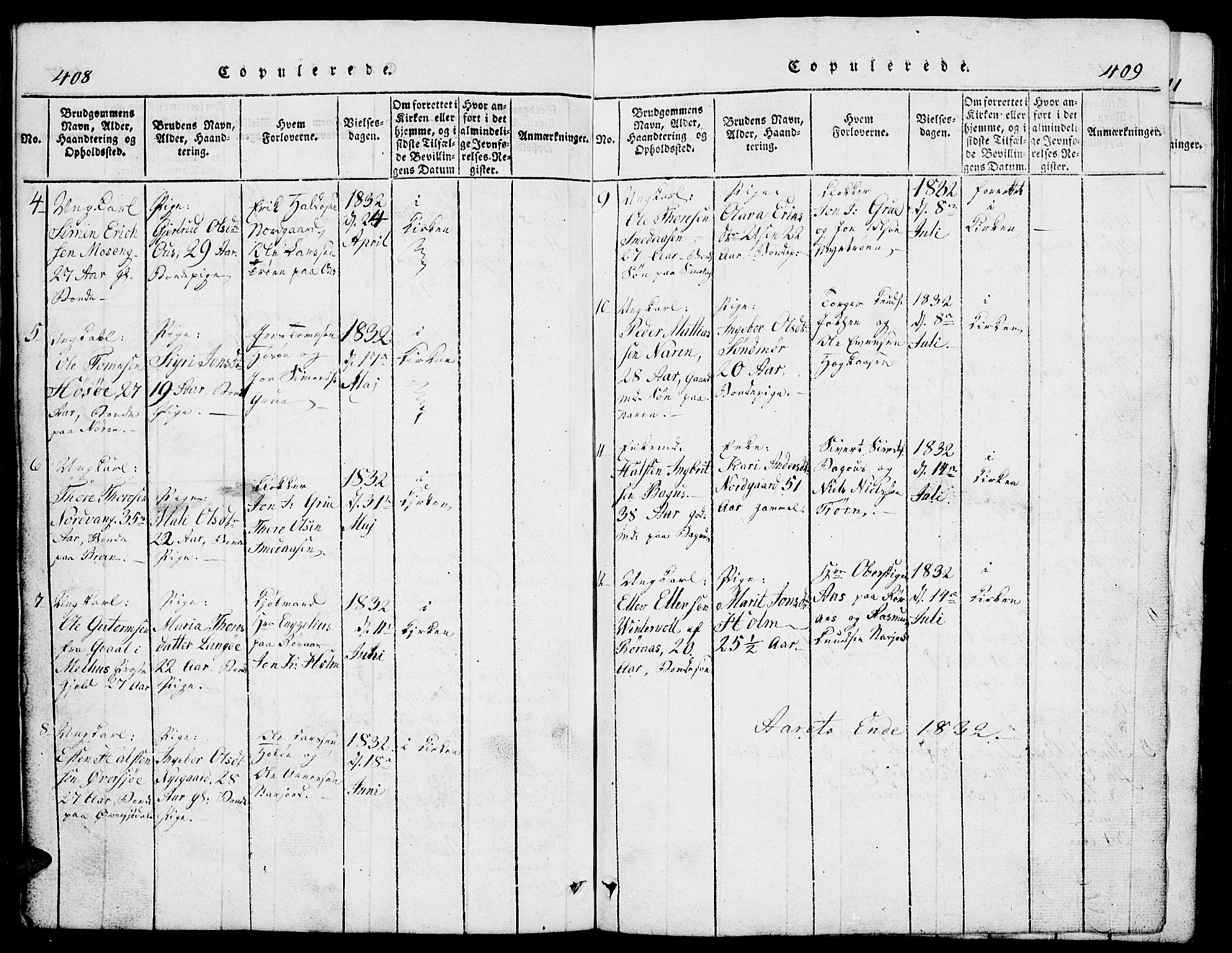 Tolga prestekontor, AV/SAH-PREST-062/L/L0002: Parish register (copy) no. 2, 1815-1844, p. 408-409