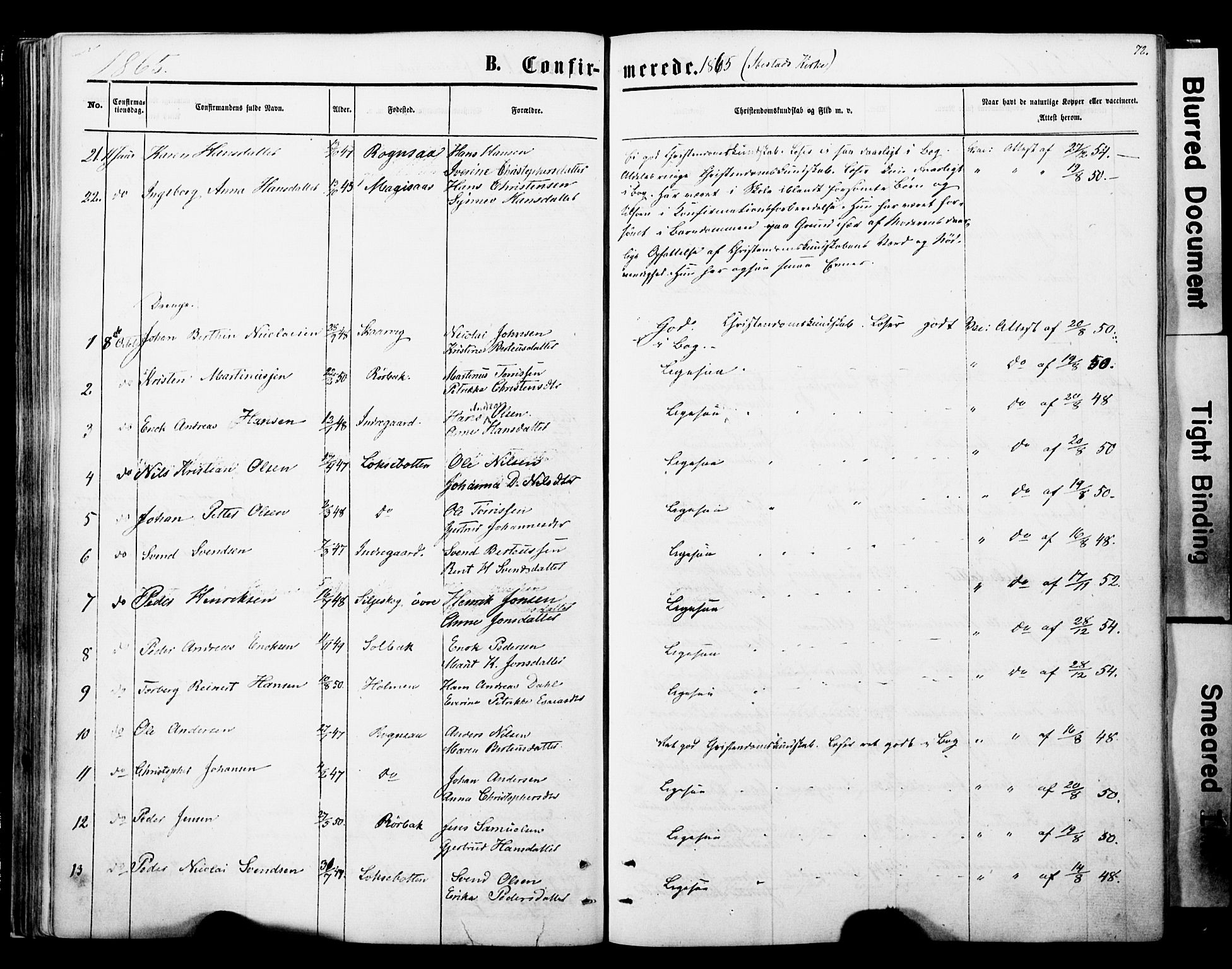 Ibestad sokneprestembete, SATØ/S-0077/H/Ha/Haa/L0013kirke: Parish register (official) no. 13, 1865-1879, p. 72