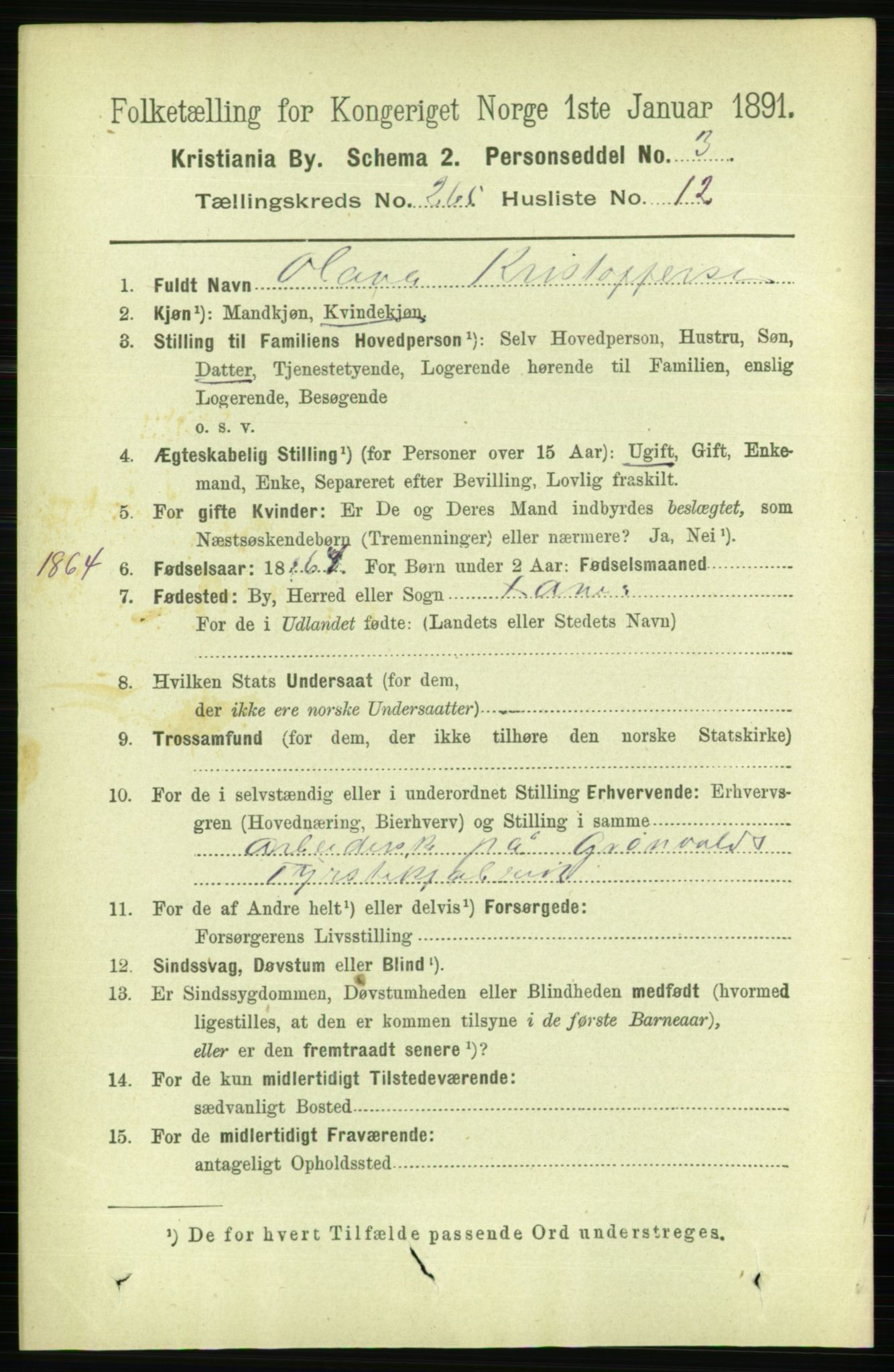 RA, 1891 census for 0301 Kristiania, 1891, p. 161131