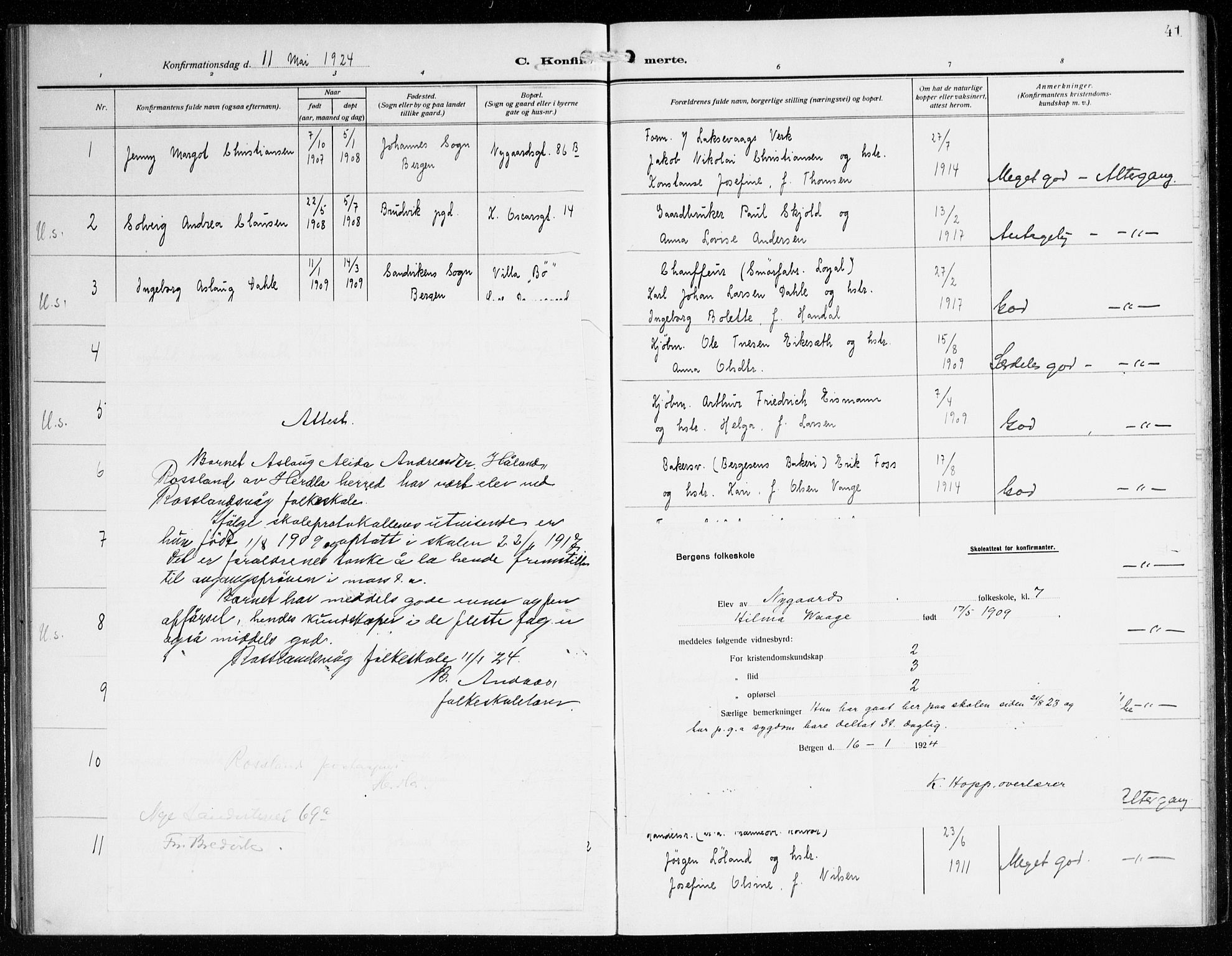 St. Jacob sokneprestembete, SAB/A-78001/H/Haa/L0003: Parish register (official) no. B 1, 1917-1942, p. 41