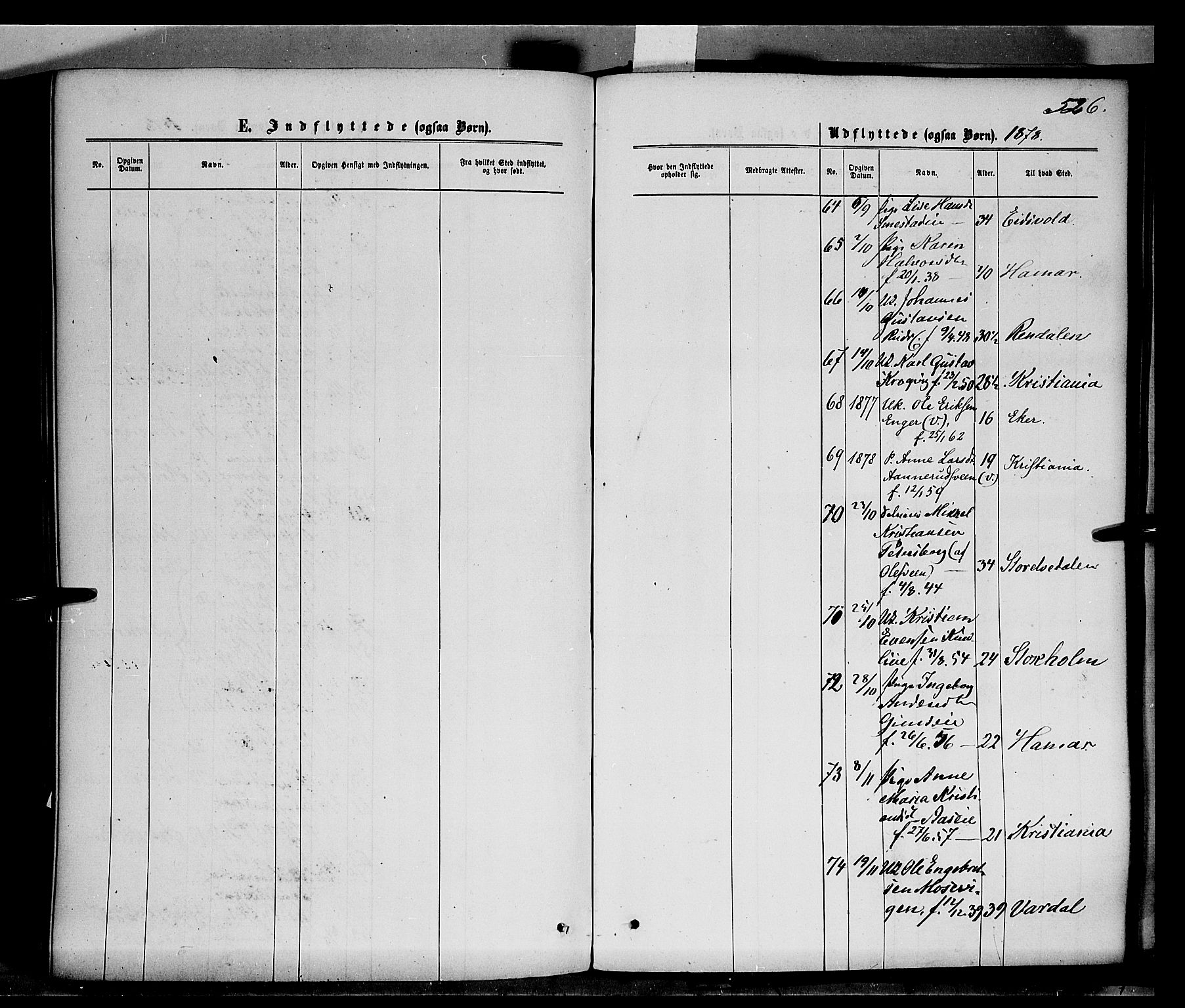 Ringsaker prestekontor, AV/SAH-PREST-014/K/Ka/L0011: Parish register (official) no. 11, 1870-1878, p. 526