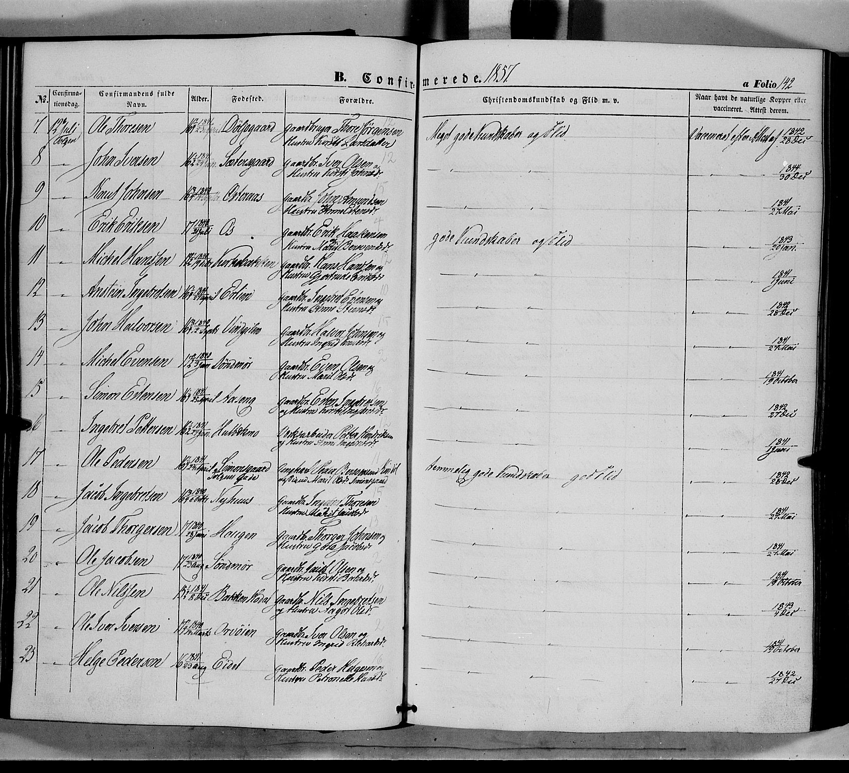 Tolga prestekontor, AV/SAH-PREST-062/K/L0006: Parish register (official) no. 6, 1852-1876, p. 142