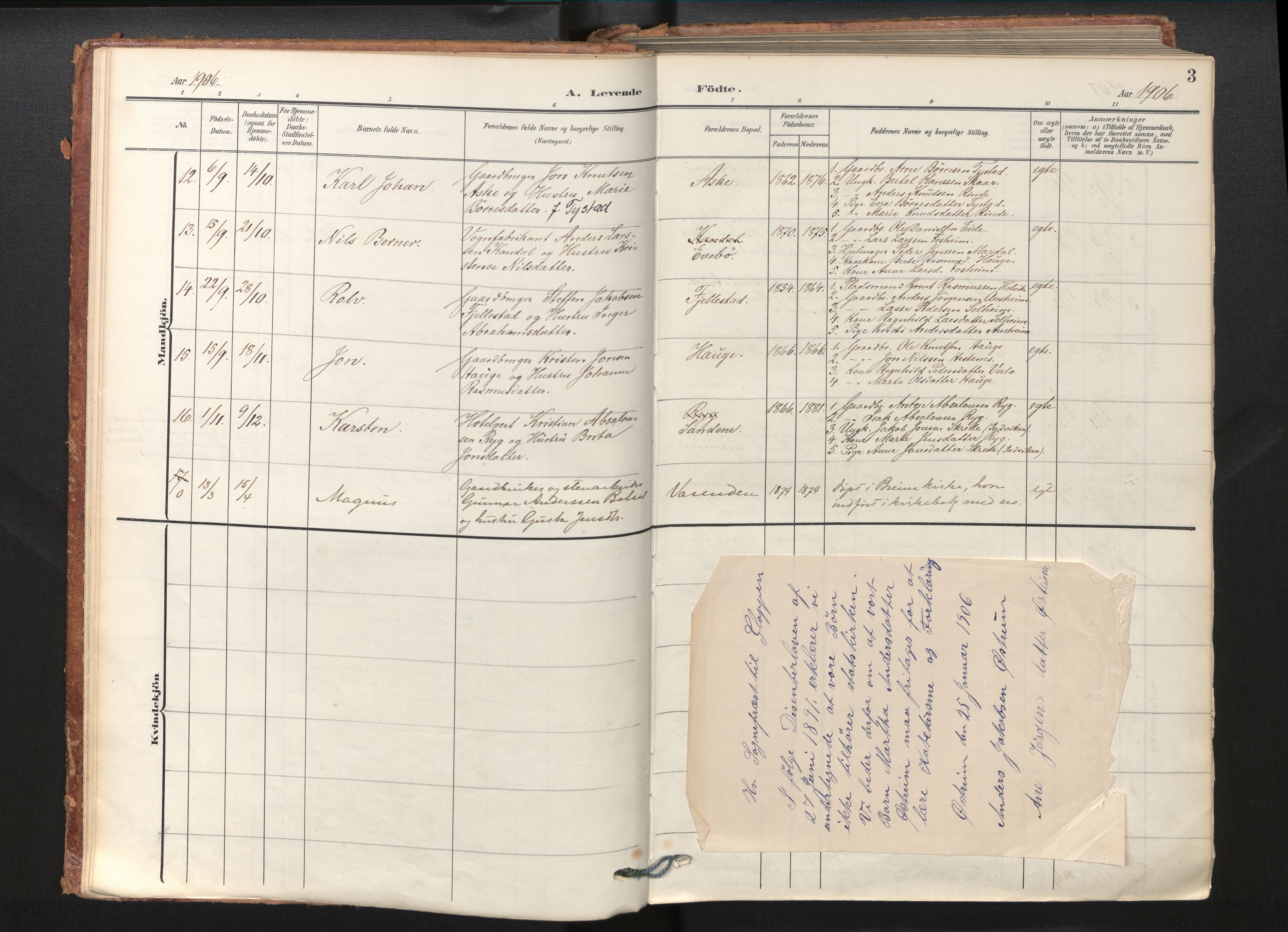 Gloppen sokneprestembete, SAB/A-80101/H/Haa/Haab/L0002: Parish register (official) no. B 2, 1906-1932, p. 2b-3a