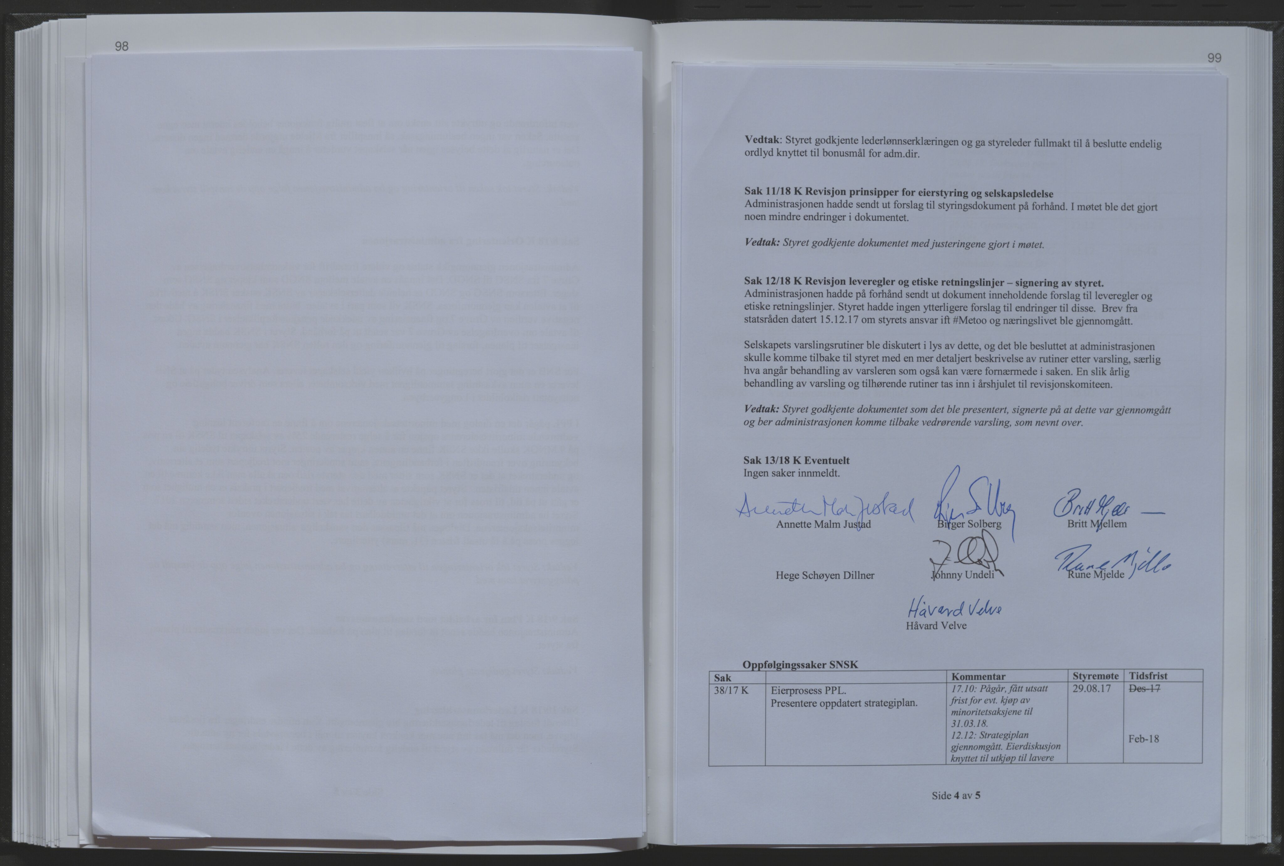 Store Norske Spitsbergen Kulkompani A/S, AV/SATØ-P-0073/09/A/Ab/Aba/L0008: Styreprotokoll 13, 2015-2018