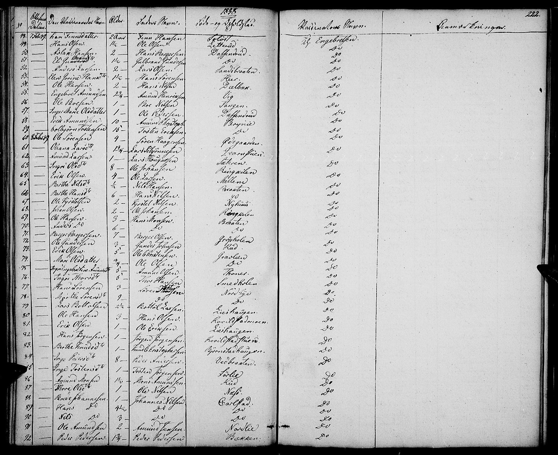 Nord-Odal prestekontor, SAH/PREST-032/H/Ha/Haa/L0002: Parish register (official) no. 2, 1839-1850, p. 222