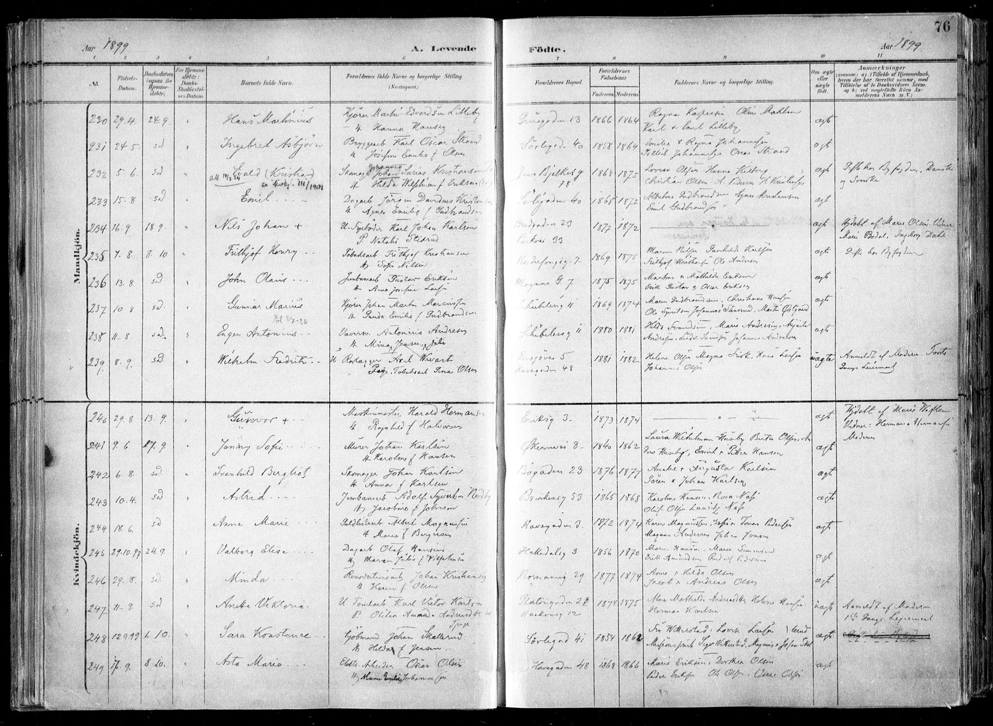 Kampen prestekontor Kirkebøker, AV/SAO-A-10853/F/Fa/L0007: Parish register (official) no. I 7, 1897-1905, p. 76