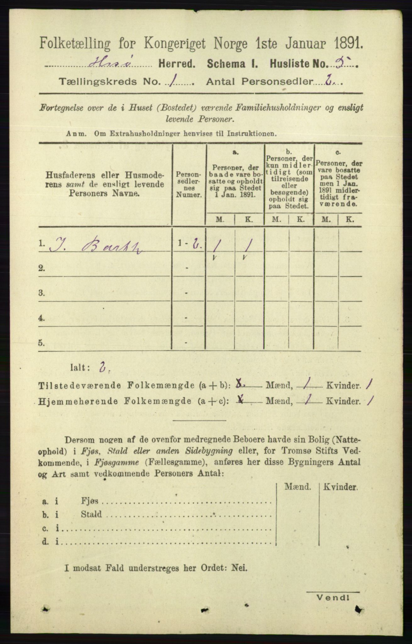 RA, 1891 census for 0922 Hisøy, 1891, p. 23