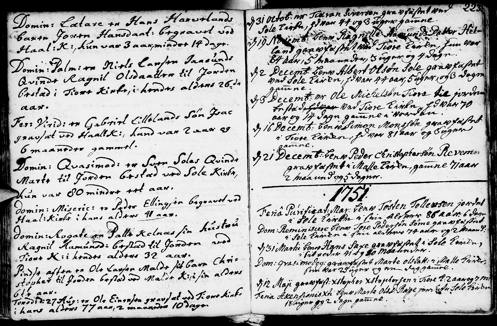 Håland sokneprestkontor, SAST/A-101802/001/30BA/L0002: Parish register (official) no. A 2, 1722-1794, p. 223