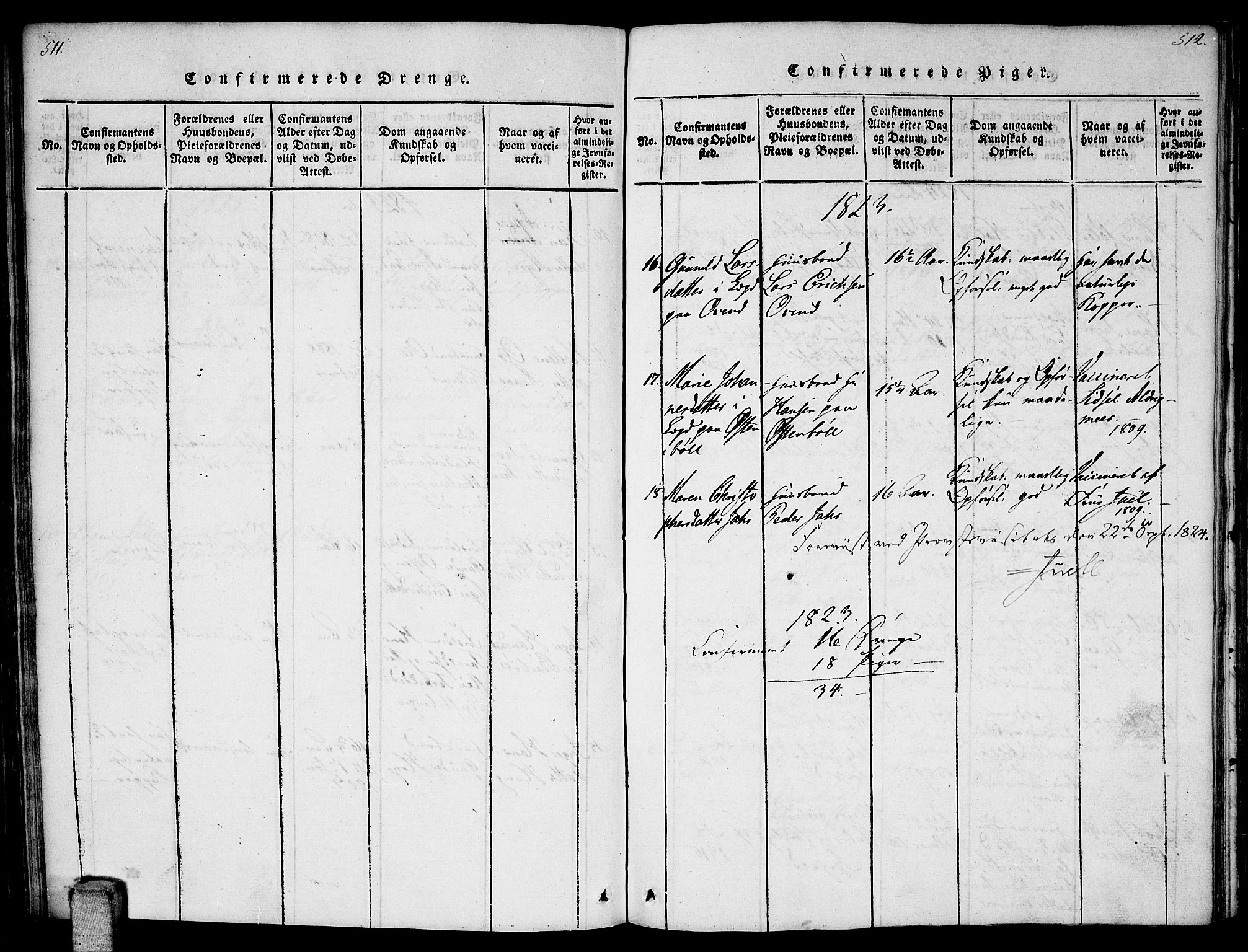 Enebakk prestekontor Kirkebøker, AV/SAO-A-10171c/F/Fa/L0006: Parish register (official) no. I 6, 1815-1832, p. 511-512