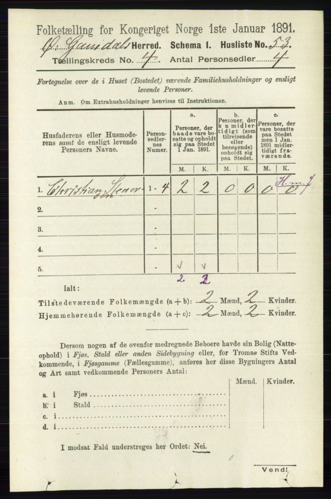 RA, 1891 census for 0522 Østre Gausdal, 1891, p. 2432