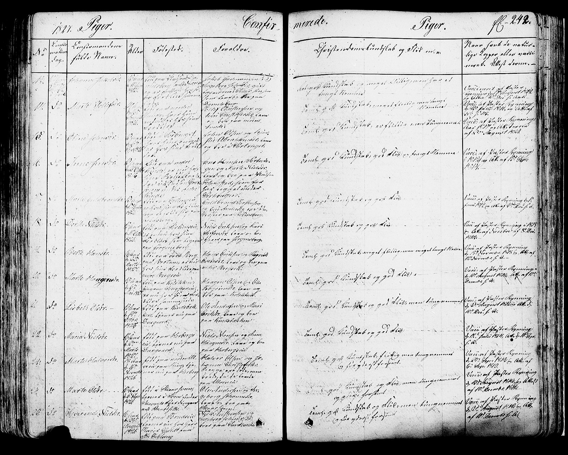 Ringsaker prestekontor, SAH/PREST-014/K/Ka/L0007: Parish register (official) no. 7A, 1826-1837, p. 242