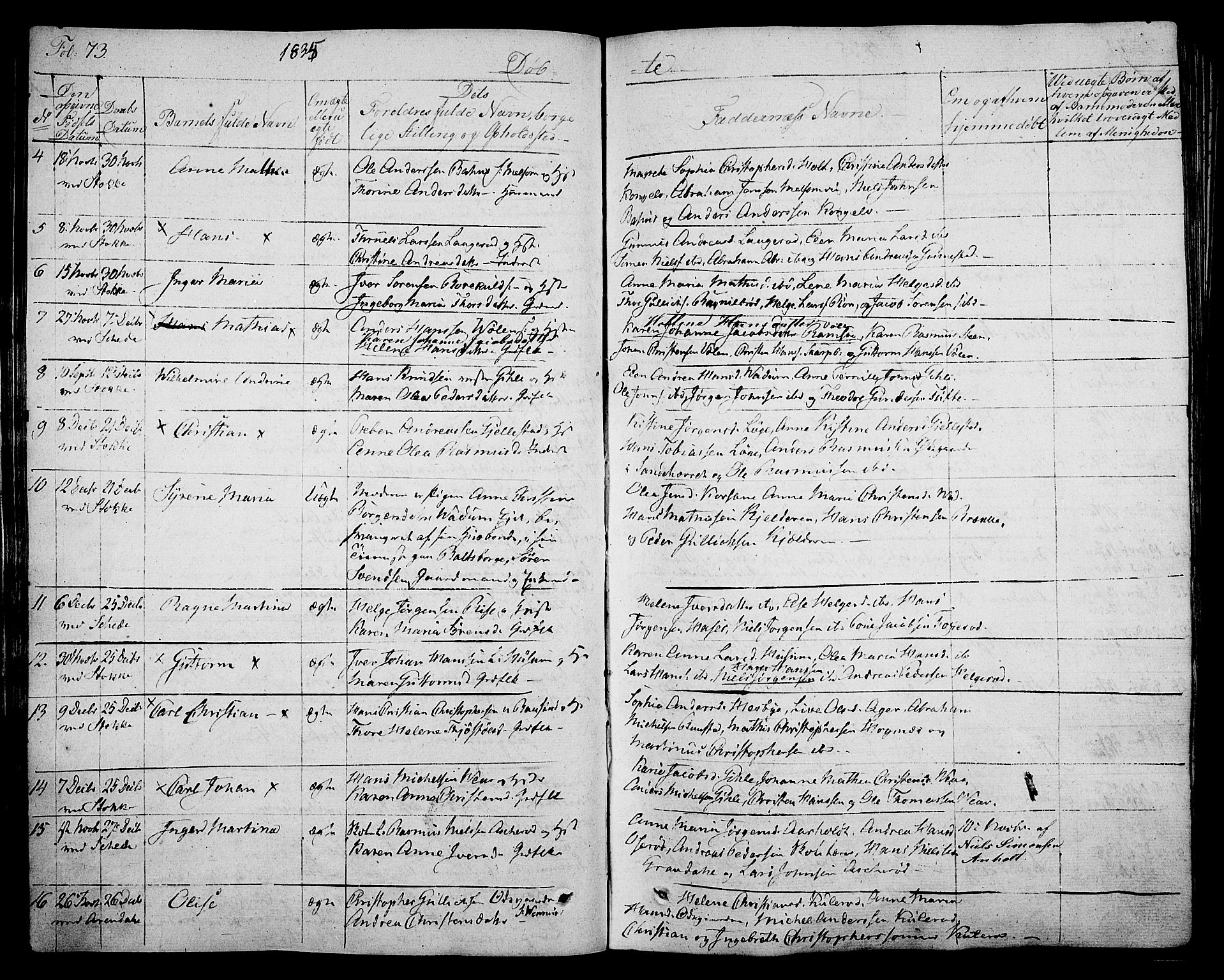 Stokke kirkebøker, AV/SAKO-A-320/F/Fa/L0006: Parish register (official) no. I 6, 1826-1843, p. 73