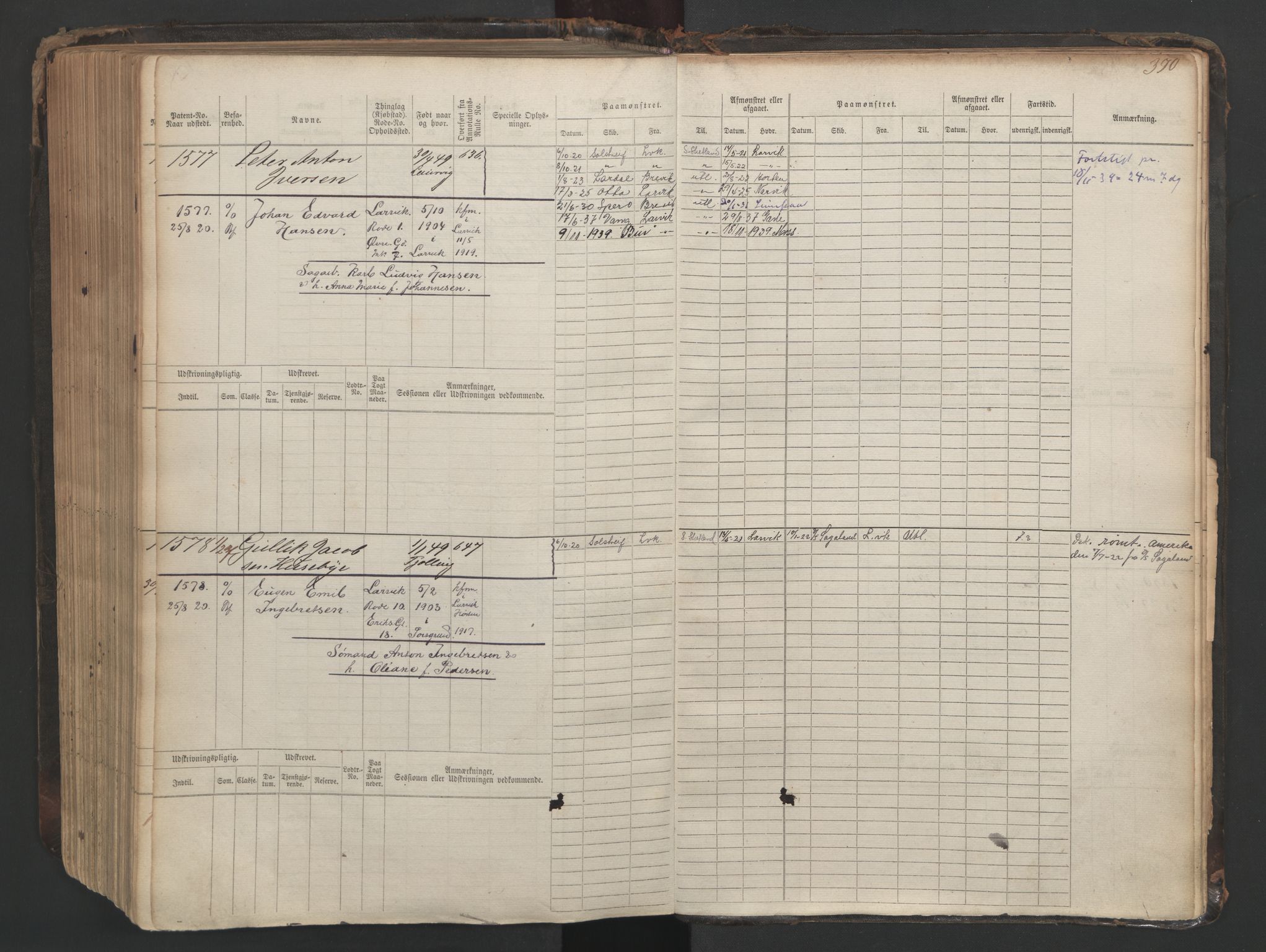 Larvik innrulleringskontor, AV/SAKO-A-787/F/Fc/L0003: Hovedrulle, 1868, p. 370