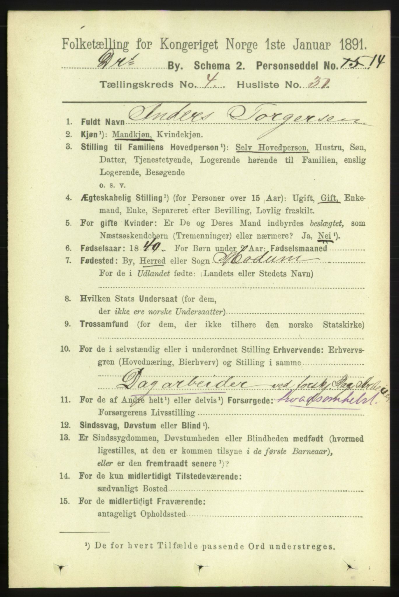 RA, 1891 census for 0602 Drammen, 1891, p. 5674