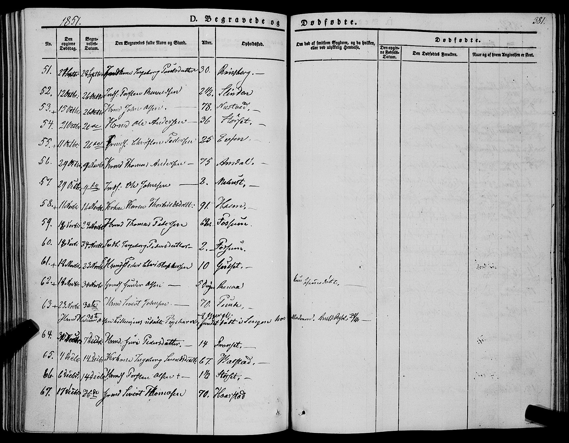Ministerialprotokoller, klokkerbøker og fødselsregistre - Sør-Trøndelag, SAT/A-1456/695/L1145: Parish register (official) no. 695A06 /1, 1843-1859, p. 381