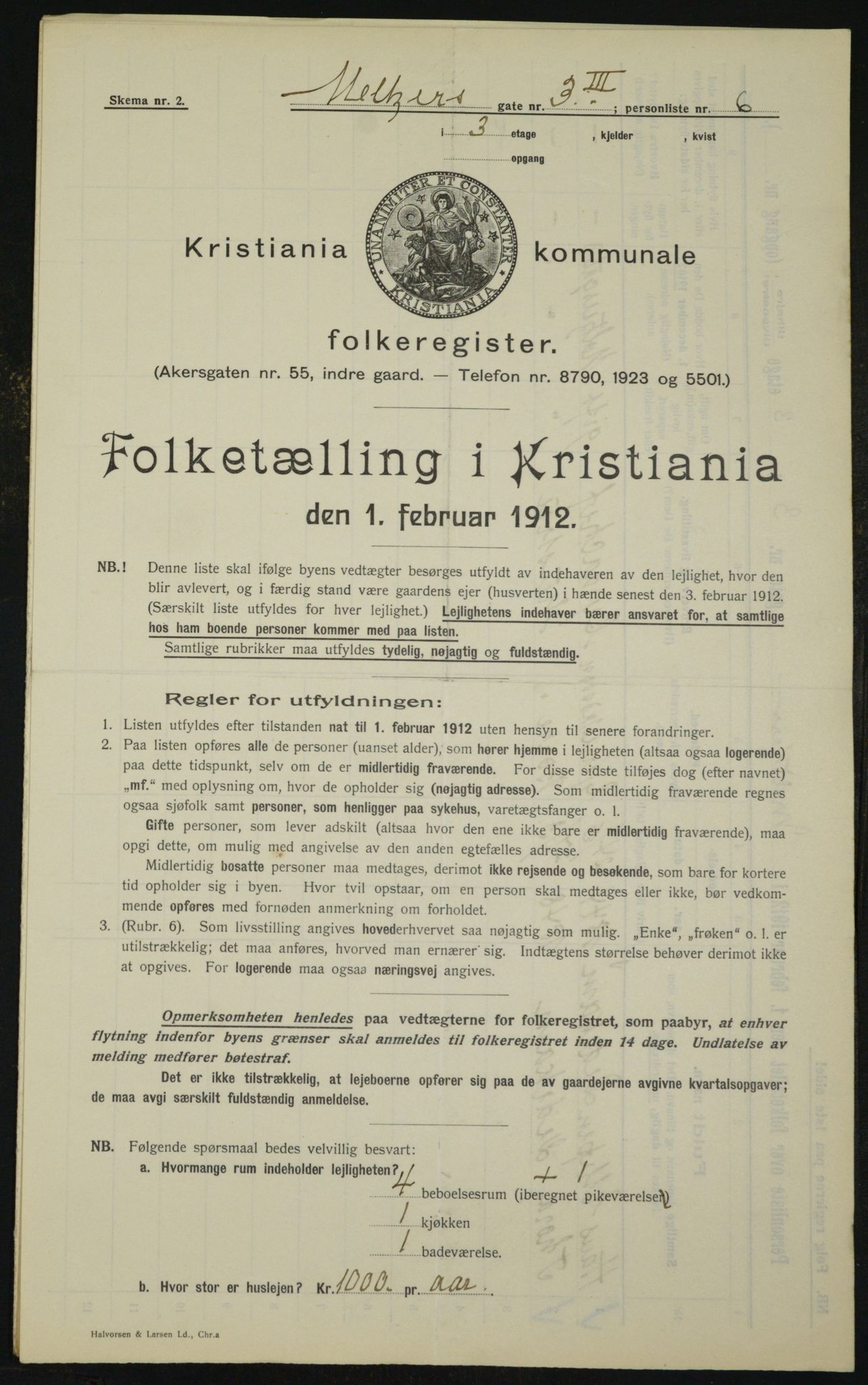 OBA, Municipal Census 1912 for Kristiania, 1912, p. 65676