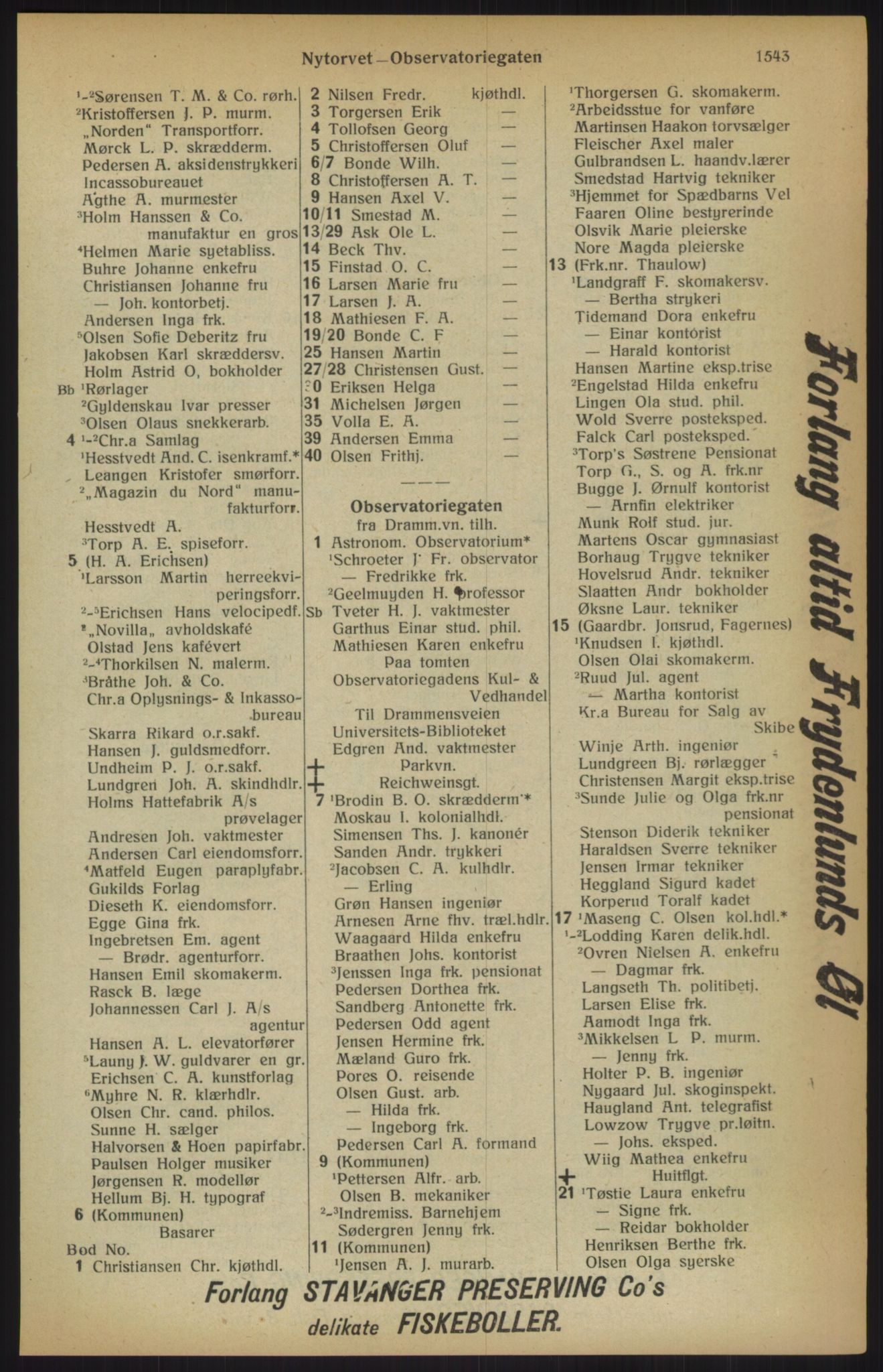 Kristiania/Oslo adressebok, PUBL/-, 1915, p. 1543