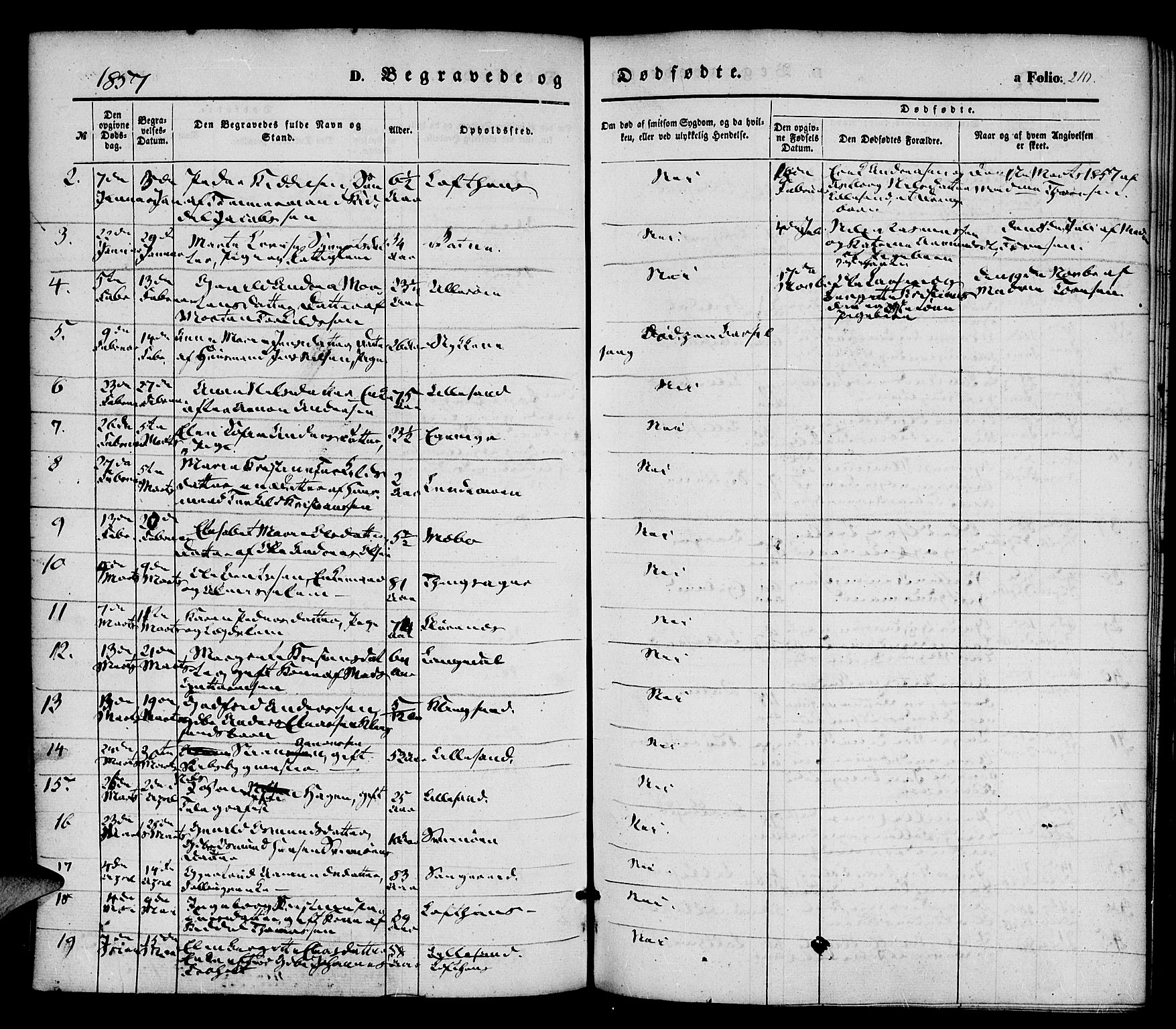 Vestre Moland sokneprestkontor, AV/SAK-1111-0046/F/Fa/Fab/L0006: Parish register (official) no. A 6, 1850-1858, p. 210