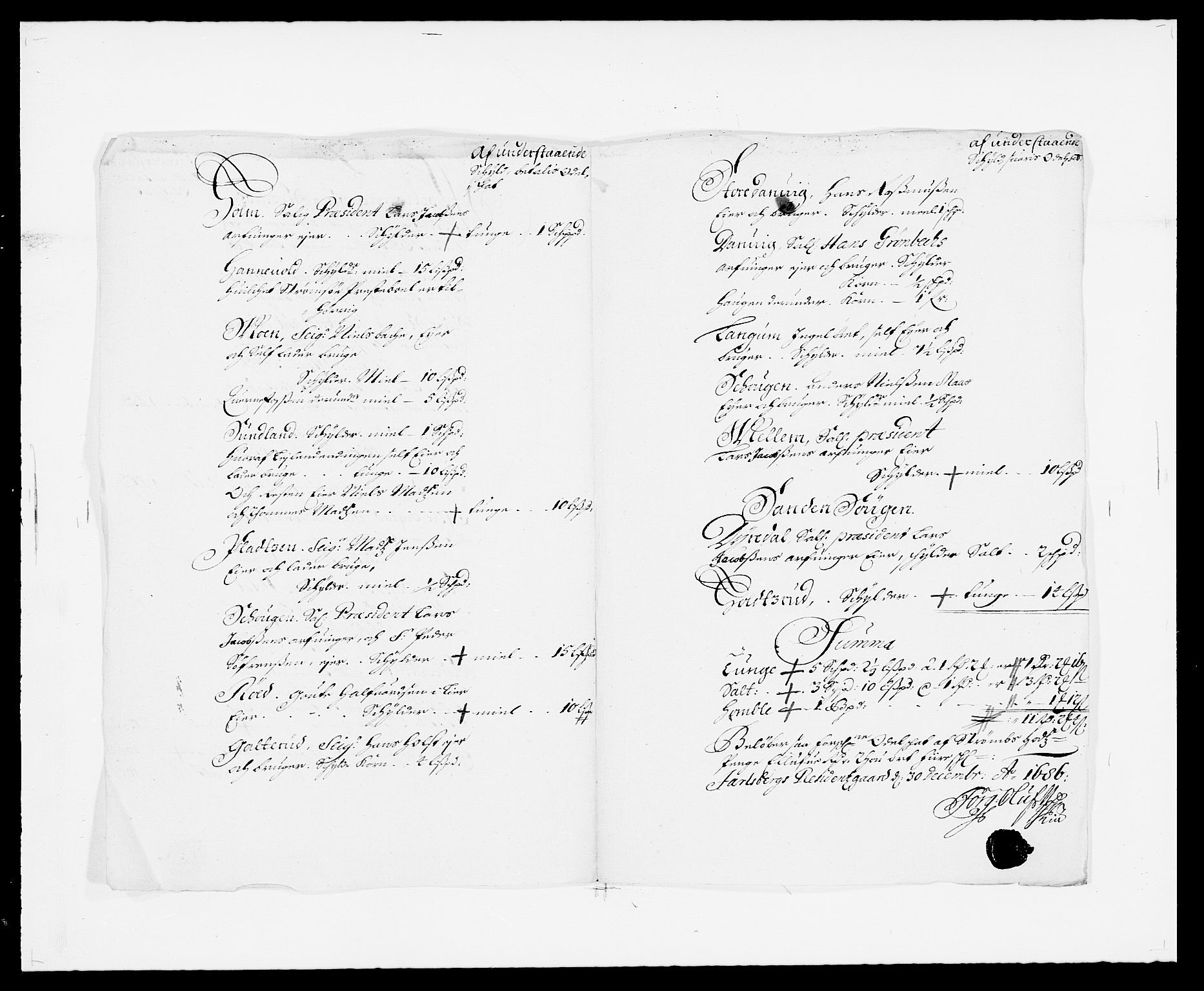 Rentekammeret inntil 1814, Reviderte regnskaper, Fogderegnskap, RA/EA-4092/R32/L1857: Fogderegnskap Jarlsberg grevskap, 1686-1690, p. 252