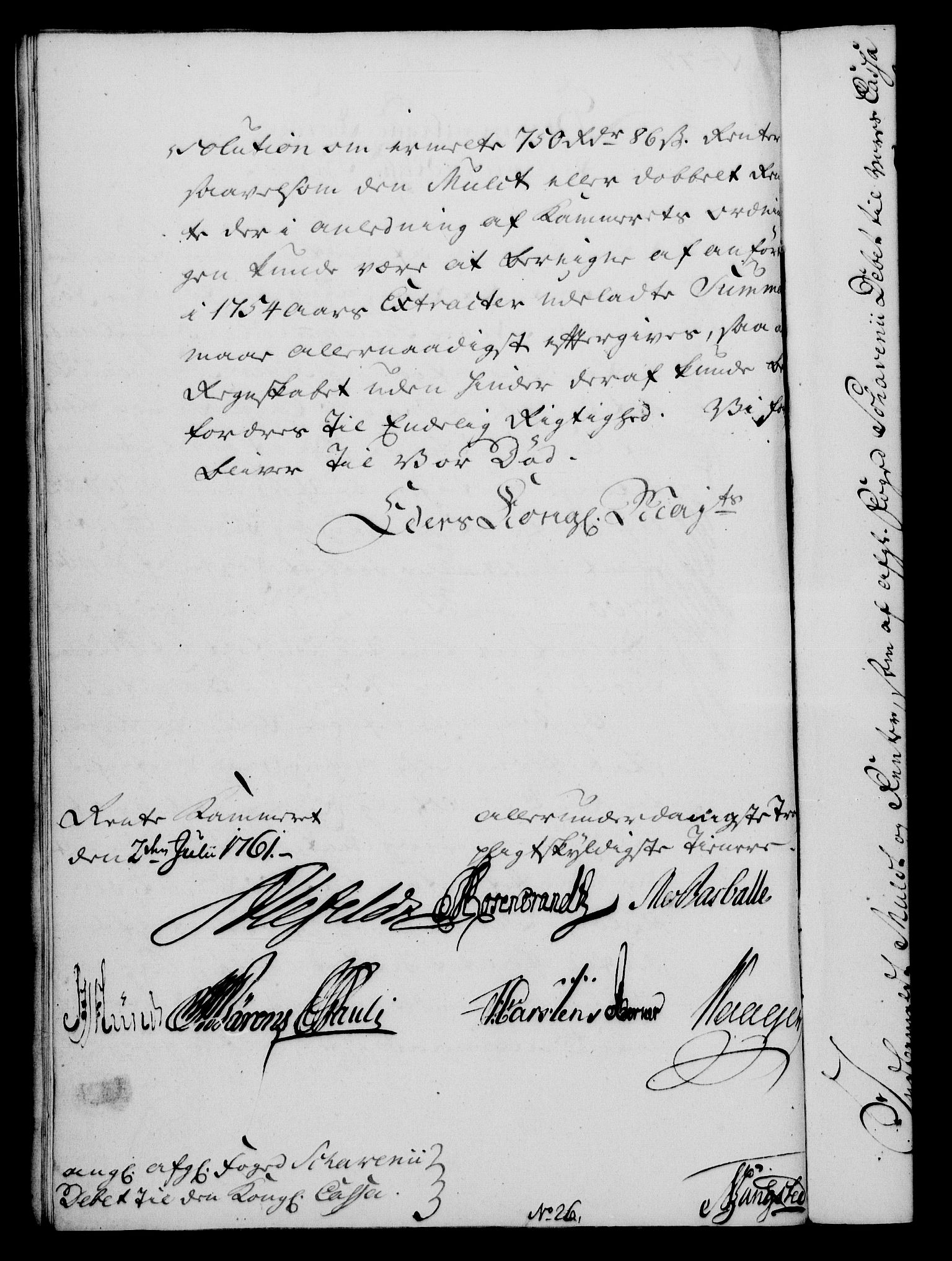 Rentekammeret, Kammerkanselliet, AV/RA-EA-3111/G/Gf/Gfa/L0043: Norsk relasjons- og resolusjonsprotokoll (merket RK 52.43), 1761, p. 307