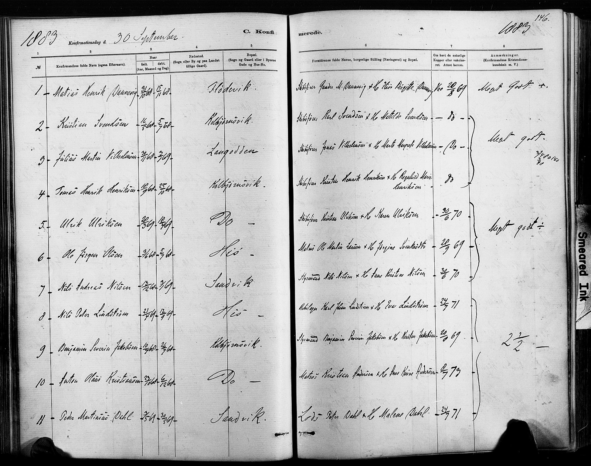 Hisøy sokneprestkontor, AV/SAK-1111-0020/F/Fa/L0003: Parish register (official) no. A 3, 1881-1894, p. 146