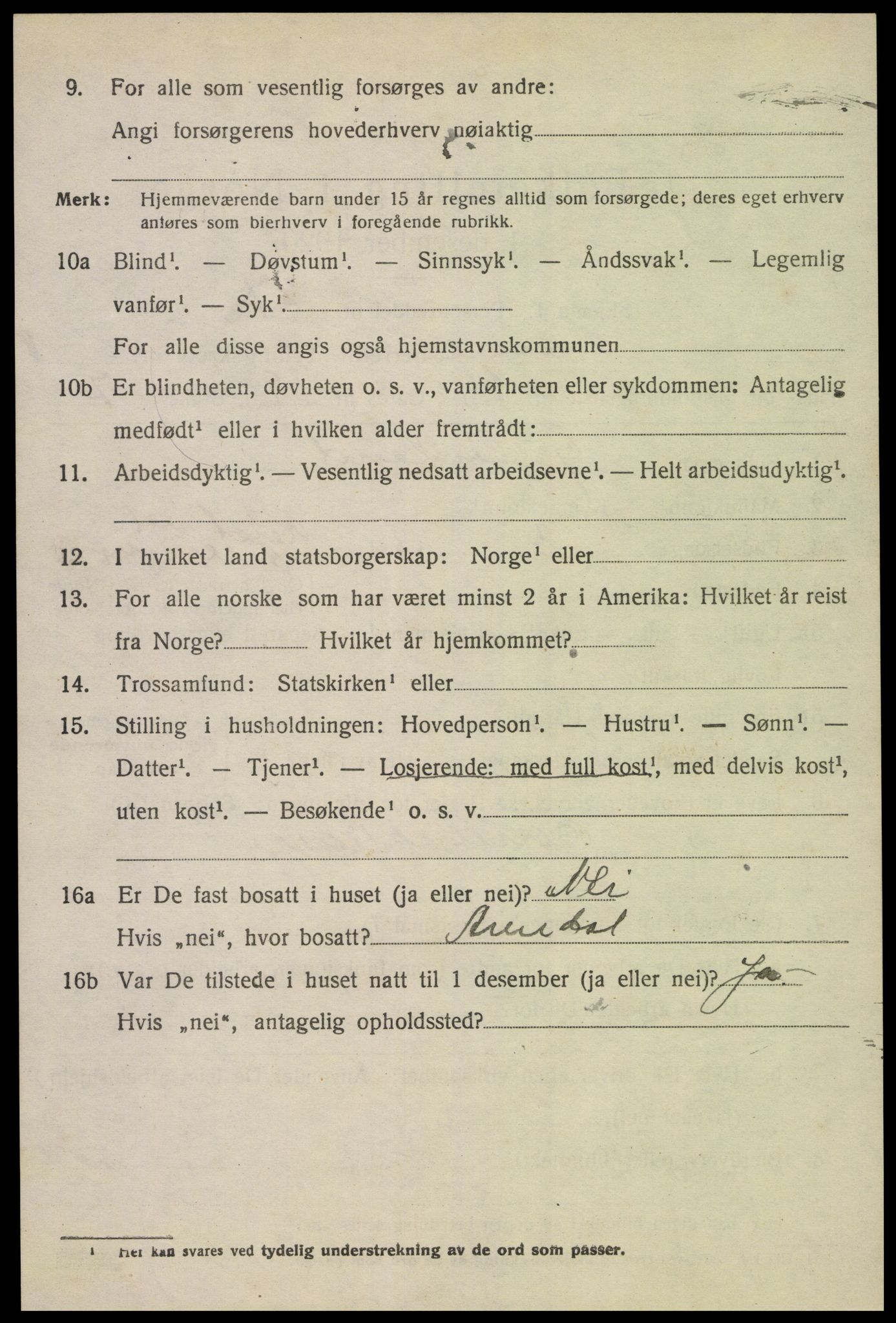 SAK, 1920 census for Åmli, 1920, p. 1596