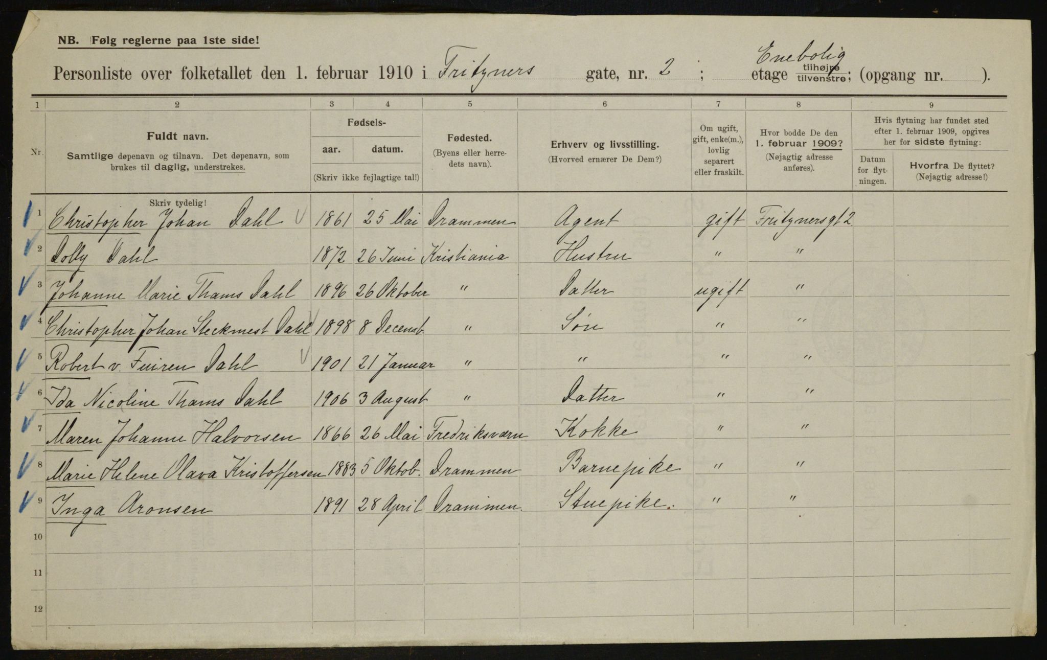 OBA, Municipal Census 1910 for Kristiania, 1910, p. 25342