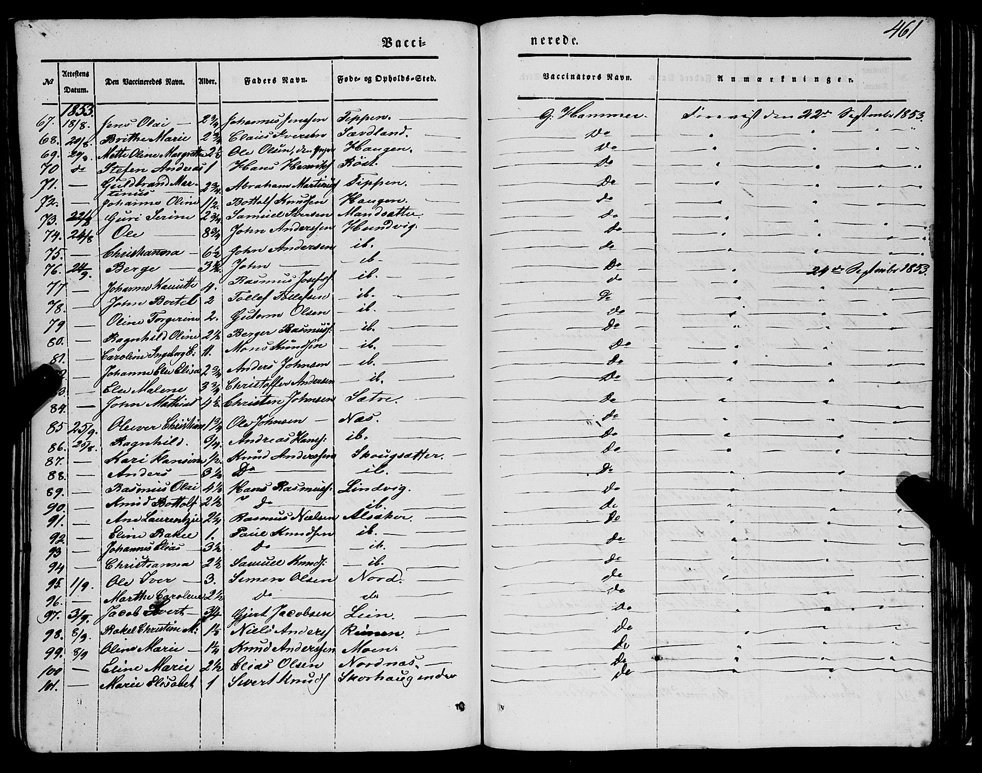 Eid sokneprestembete, AV/SAB-A-82301/H/Haa/Haaa/L0007: Parish register (official) no. A 7, 1844-1858, p. 461