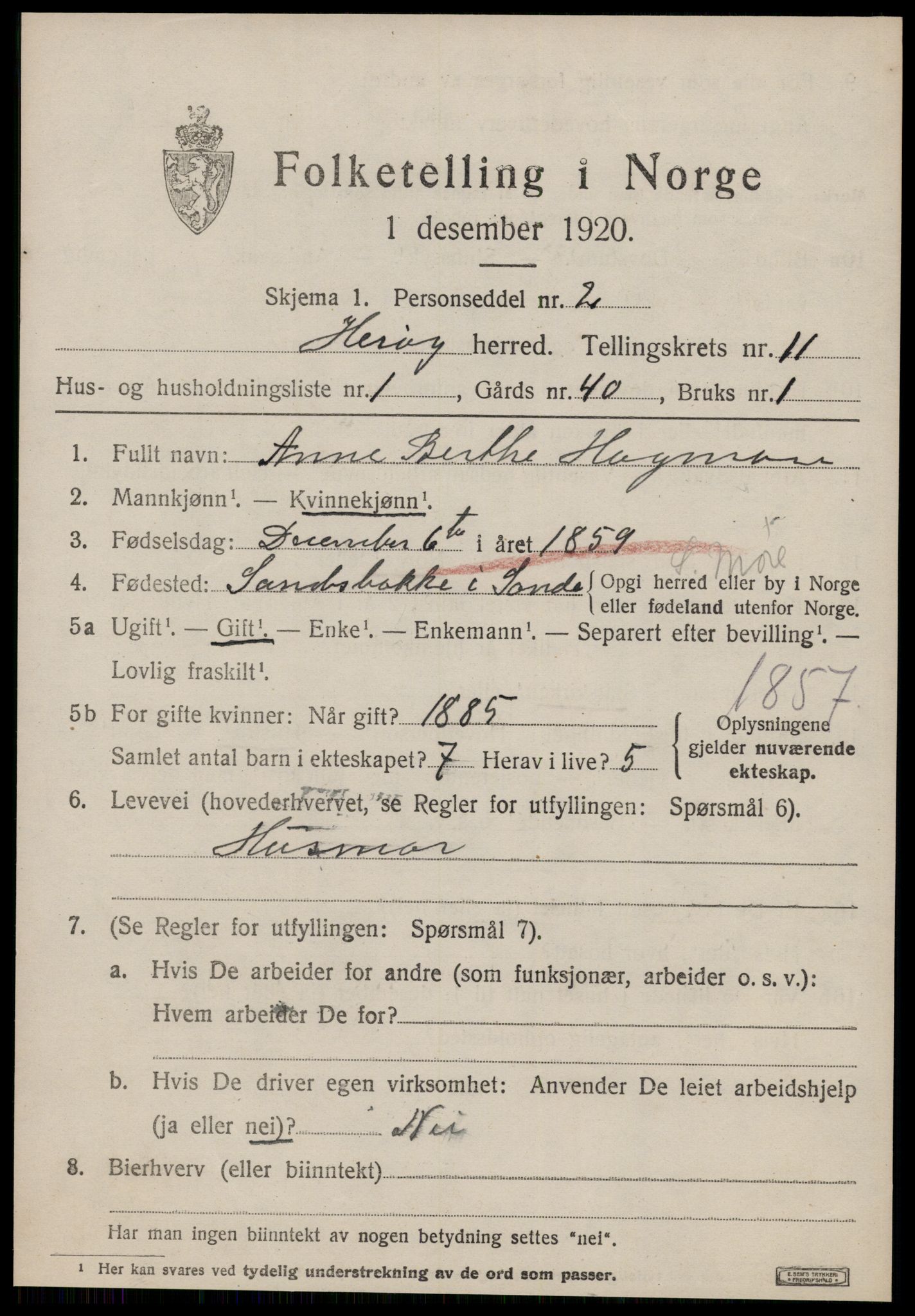 SAT, 1920 census for Herøy (MR), 1920, p. 7055