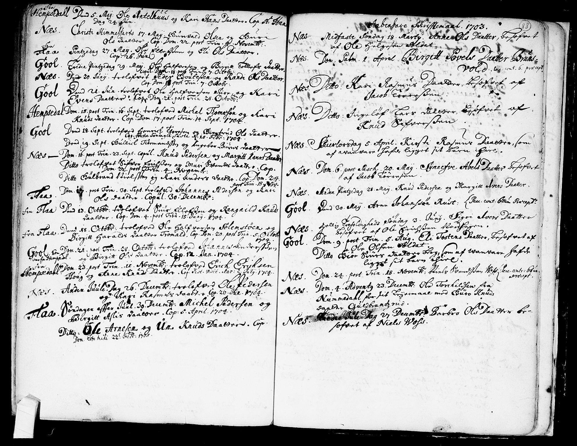 Nes kirkebøker, SAKO/A-236/F/Fa/L0001: Parish register (official) no. 1, 1693-1706, p. 88