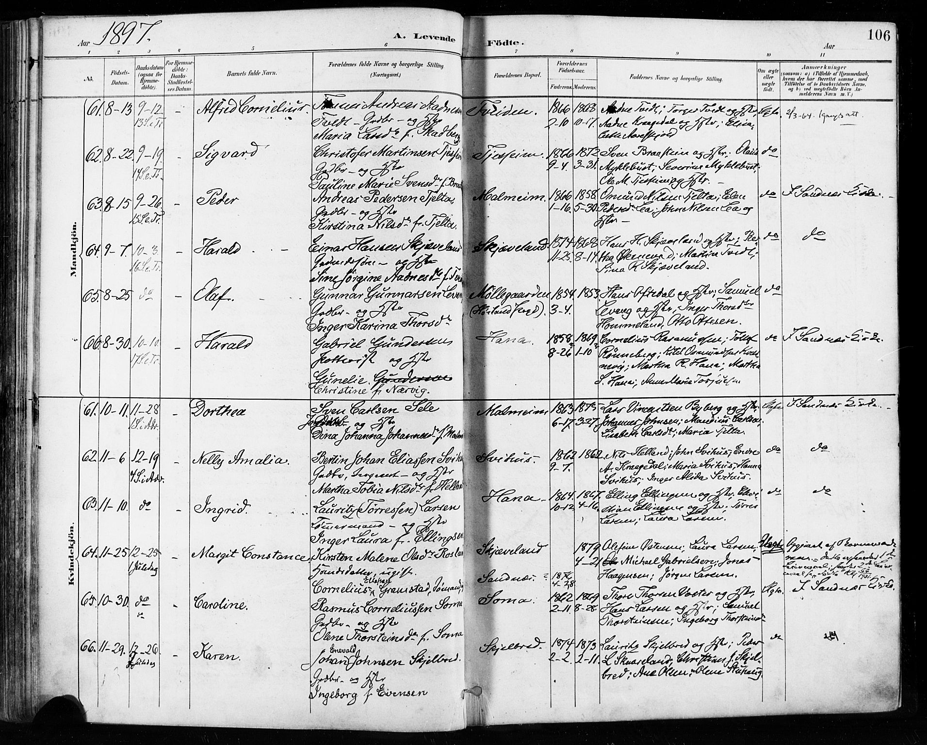 Høyland sokneprestkontor, AV/SAST-A-101799/001/30BA/L0013: Parish register (official) no. A 13.1, 1889-1898, p. 106