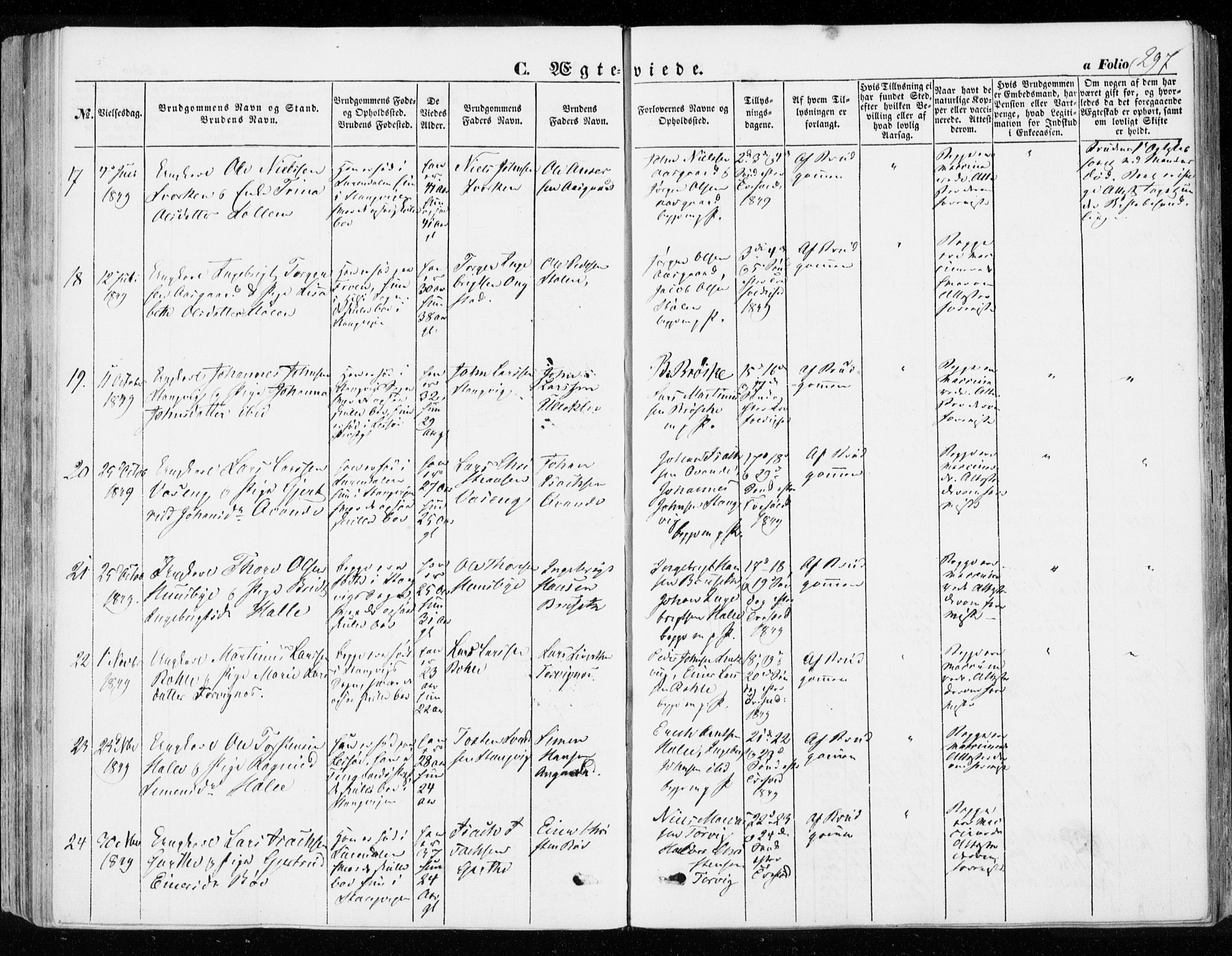 Ministerialprotokoller, klokkerbøker og fødselsregistre - Møre og Romsdal, SAT/A-1454/592/L1026: Parish register (official) no. 592A04, 1849-1867, p. 297