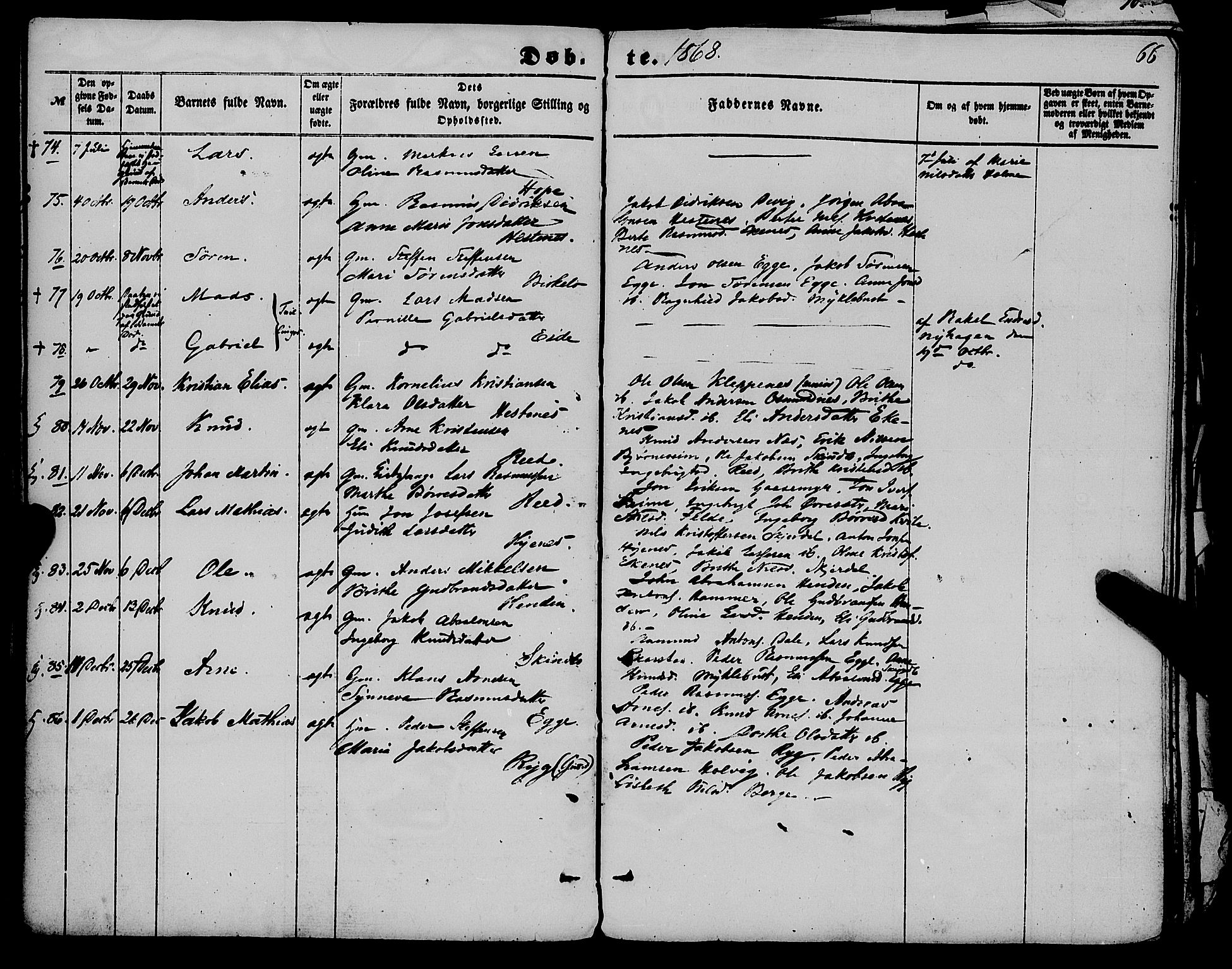 Gloppen sokneprestembete, AV/SAB-A-80101/H/Haa/Haaa/L0009: Parish register (official) no. A 9, 1855-1870, p. 66