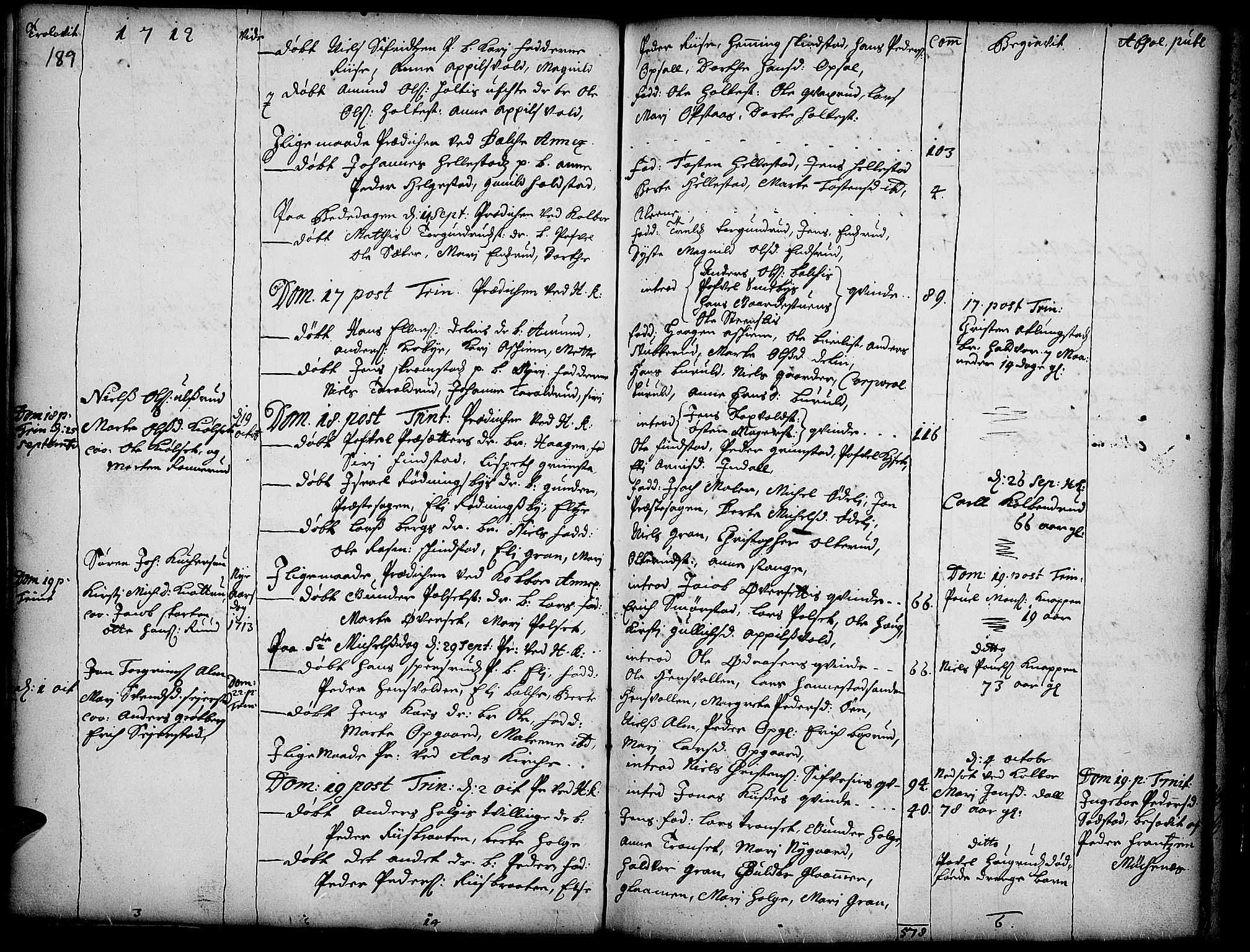 Toten prestekontor, AV/SAH-PREST-102/H/Ha/Haa/L0001: Parish register (official) no. 1, 1695-1713, p. 189