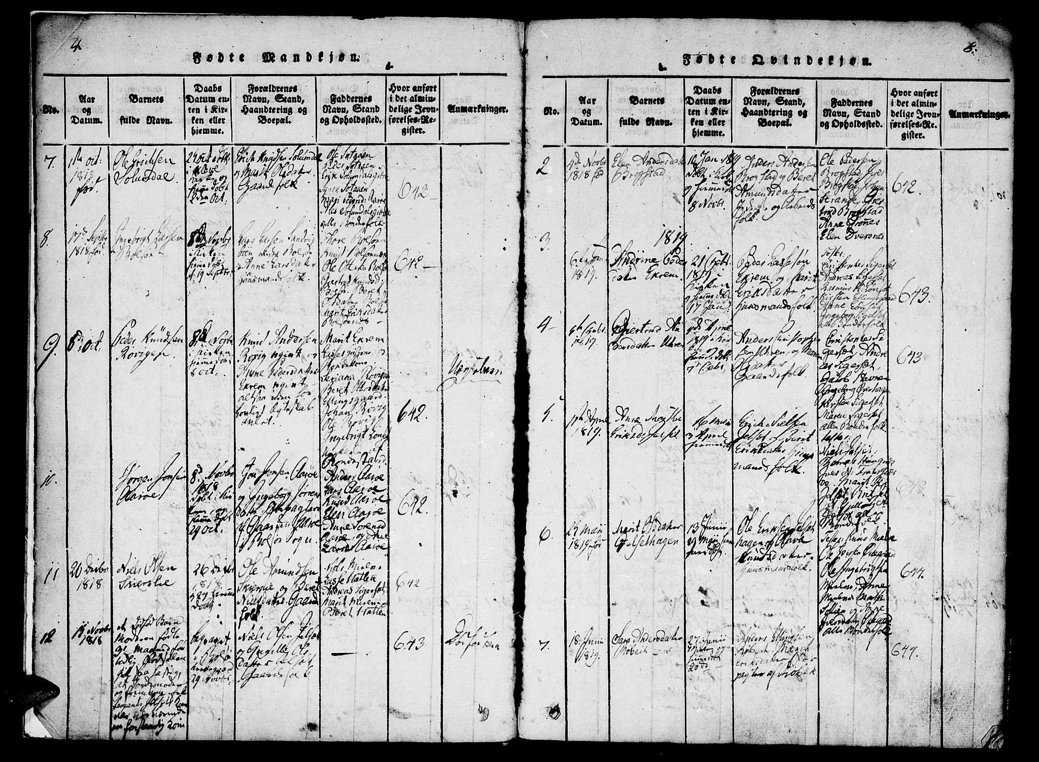 Ministerialprotokoller, klokkerbøker og fødselsregistre - Møre og Romsdal, SAT/A-1454/555/L0652: Parish register (official) no. 555A03, 1817-1843, p. 4-5