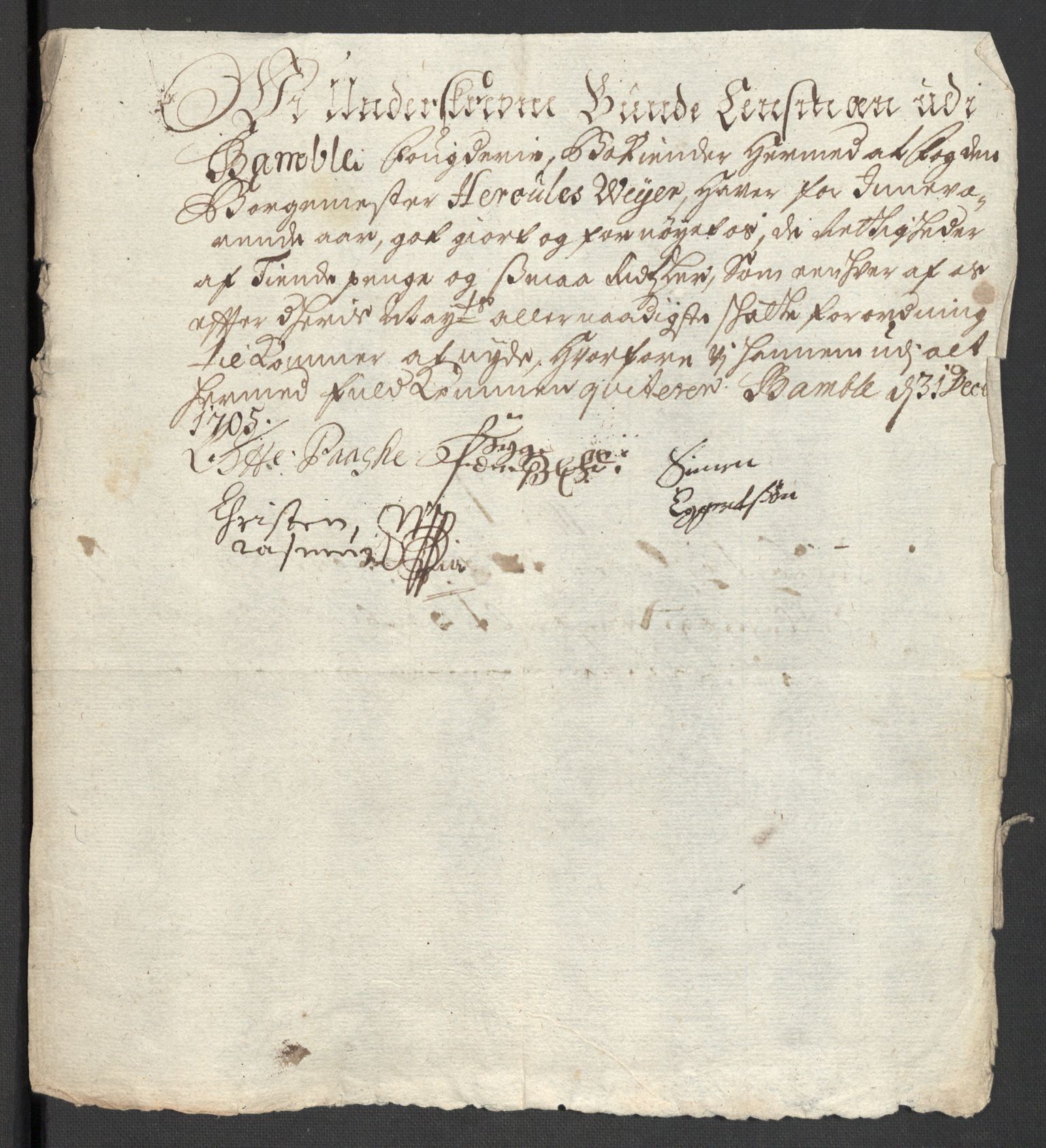 Rentekammeret inntil 1814, Reviderte regnskaper, Fogderegnskap, AV/RA-EA-4092/R36/L2114: Fogderegnskap Øvre og Nedre Telemark og Bamble, 1705, p. 257