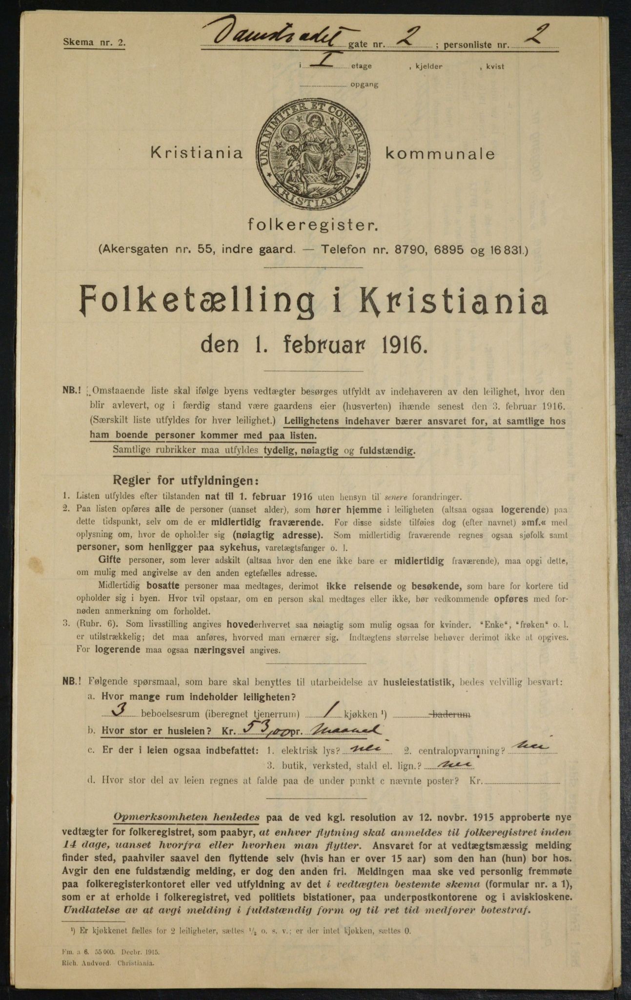 OBA, Municipal Census 1916 for Kristiania, 1916, p. 14459